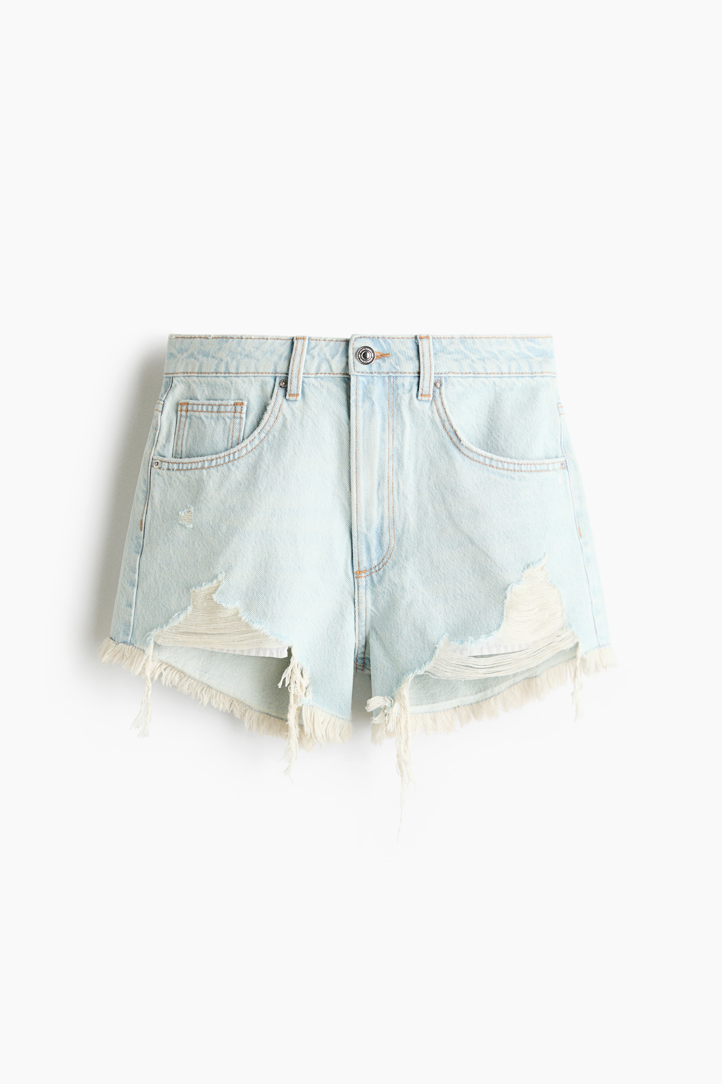 Worn-look denim shorts