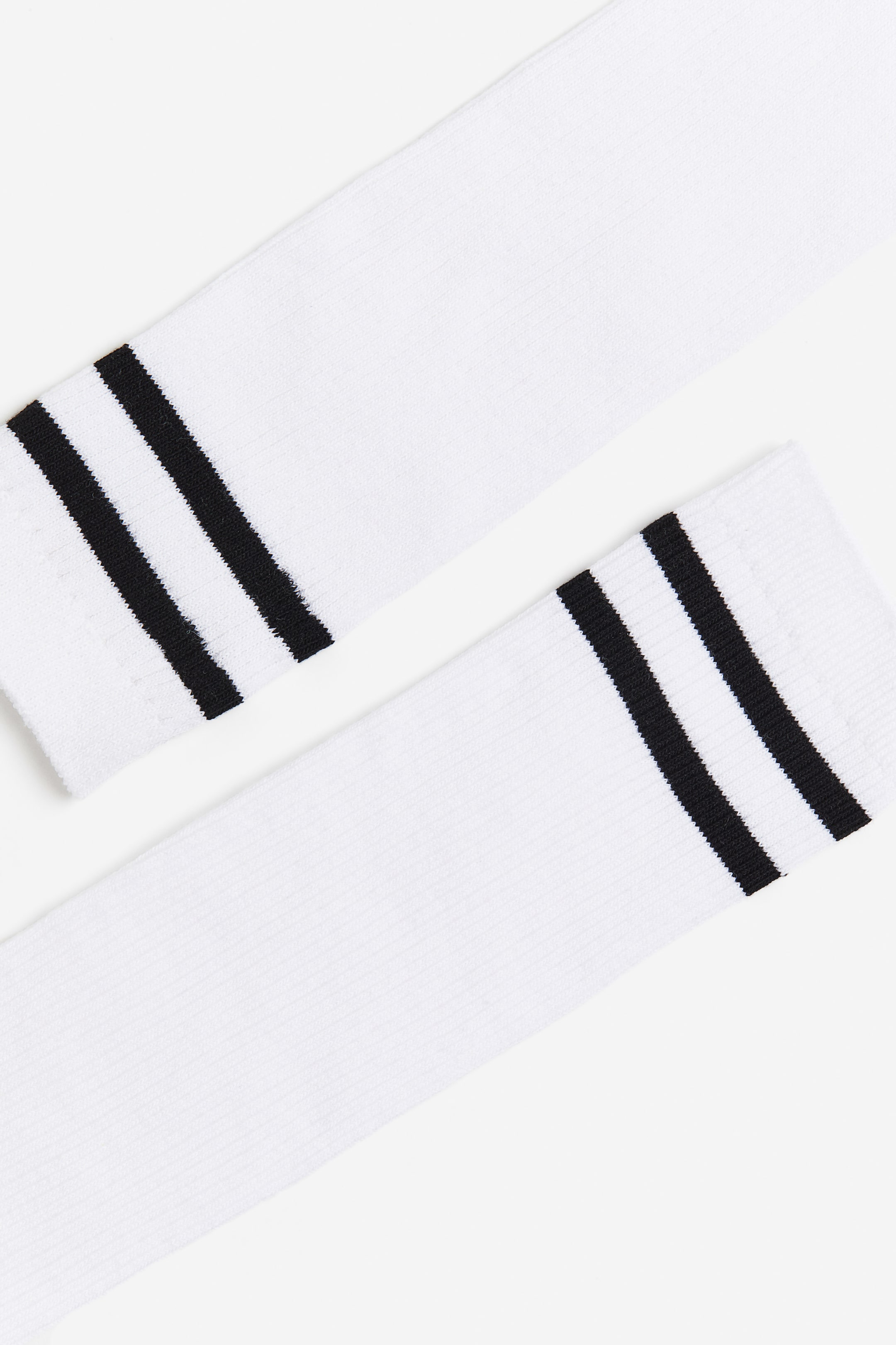 2-pack knee-high sports socks - White/Black-striped - Ladies | H&M GB