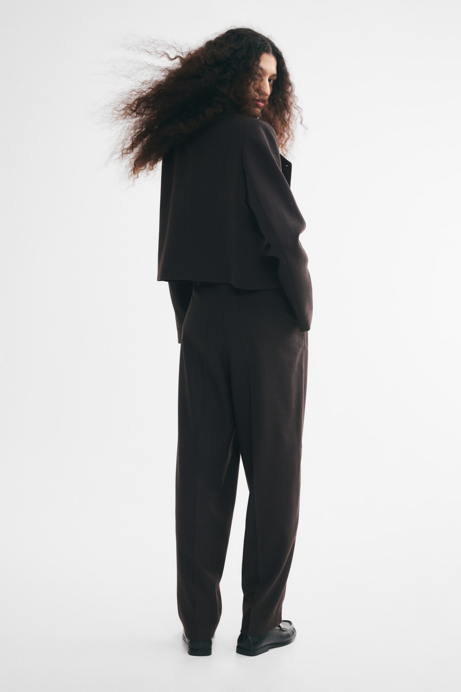 Женские брюки H&M Twill Dress Pants, цвет: Коричневый / Гусиная лапка — фото 5