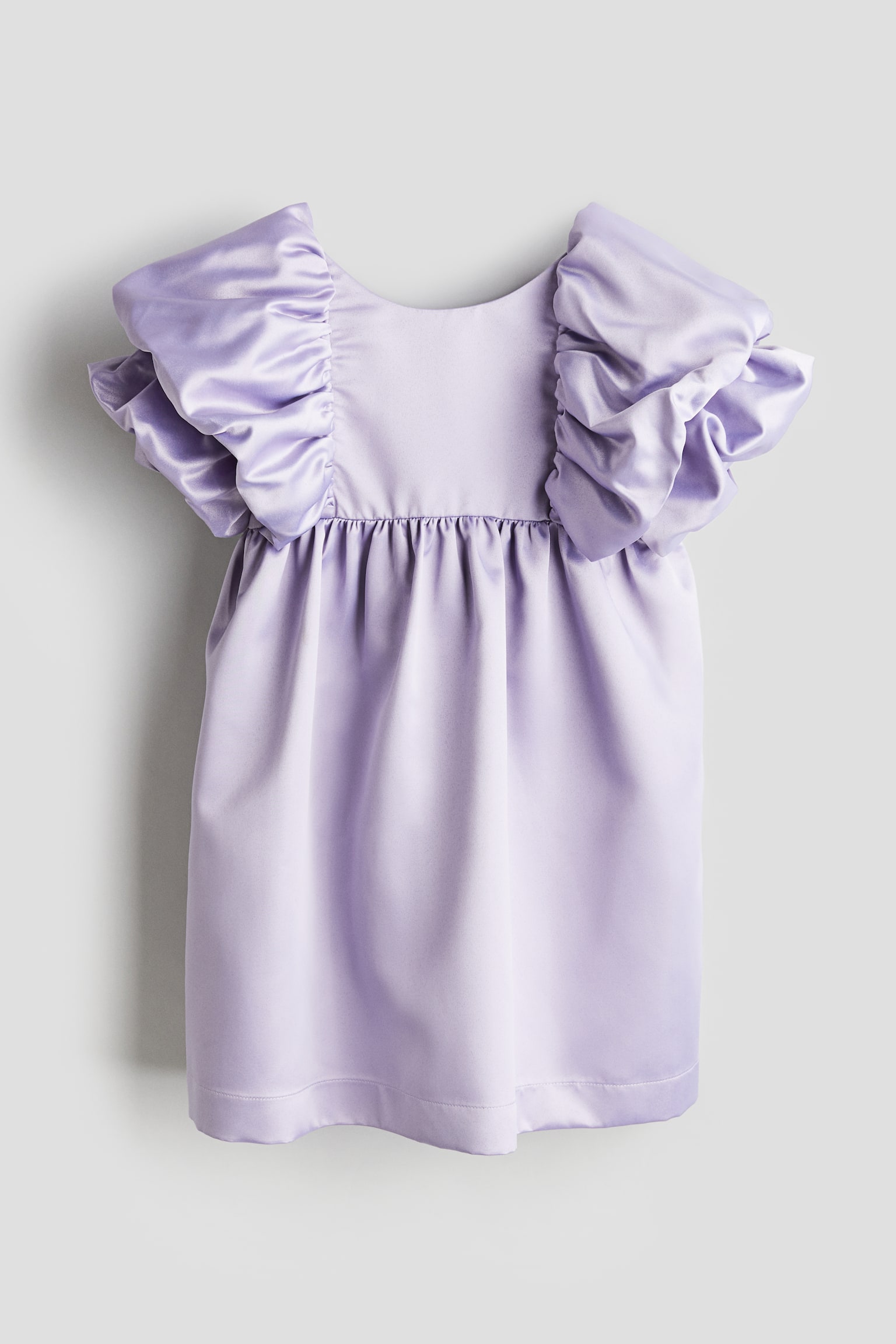 Puff Sleeve Satin Dress - Light purple - 1