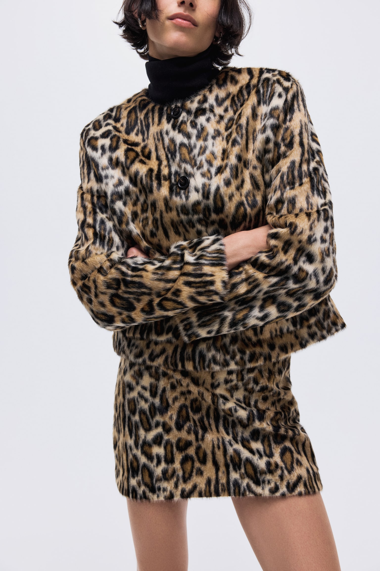 Minisukňa - Béžová/leopardí vzor - 2