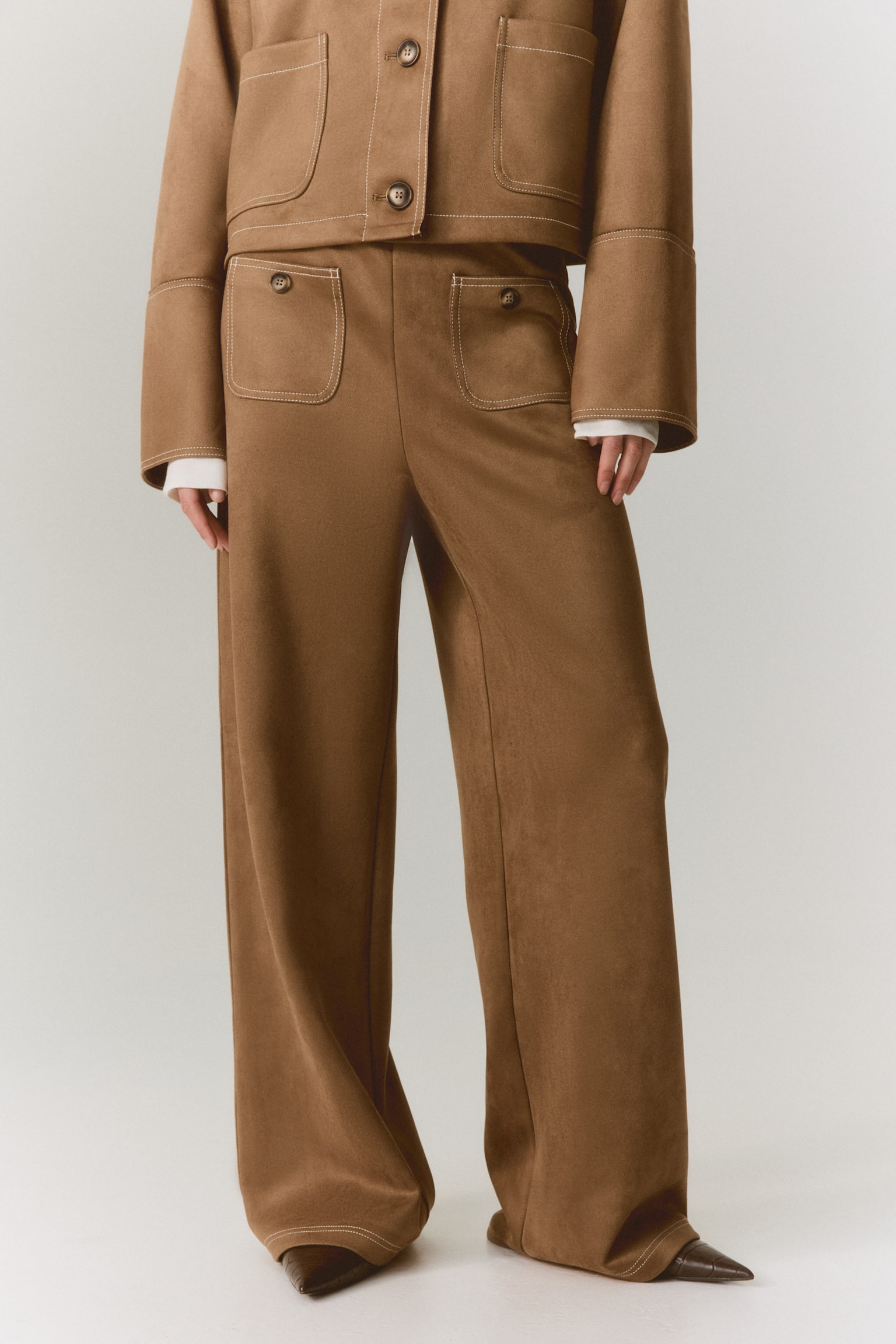 Bukser i jersey - Mørk beige - 3