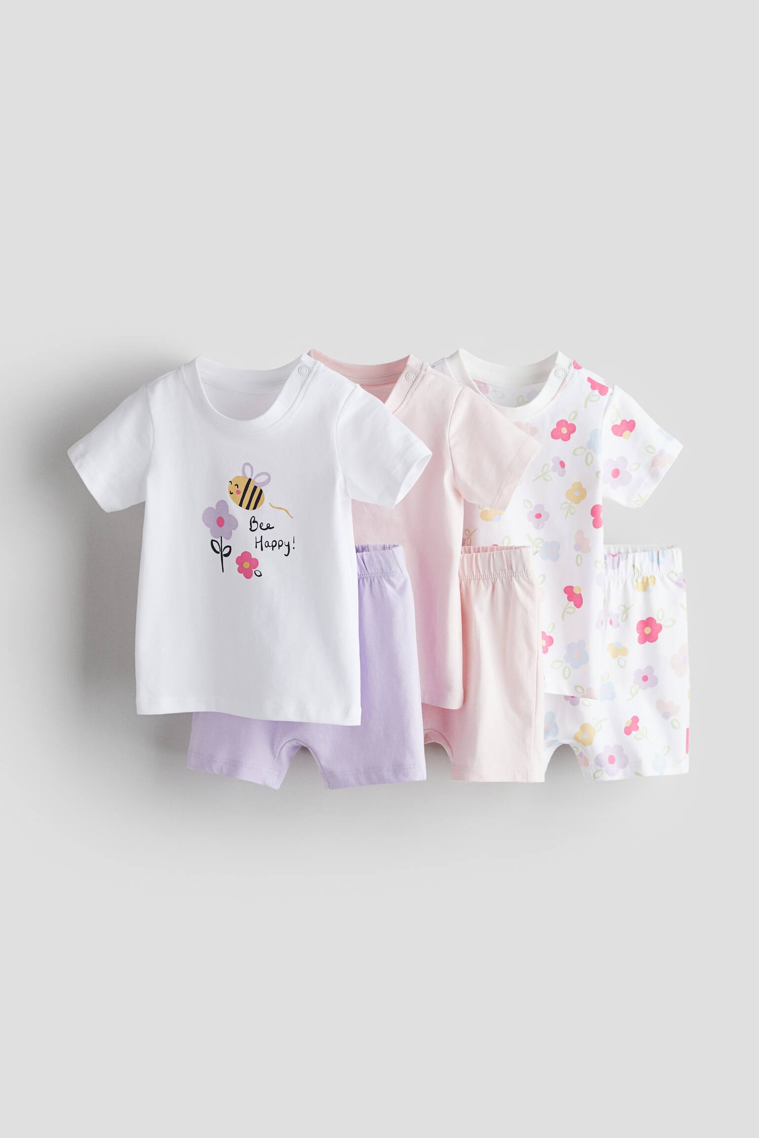 3-pack pyjamas - Light pink/Bee Happy/White/Animals/Yellow/Hello Summer/Dusty blue/Vehicles - 1