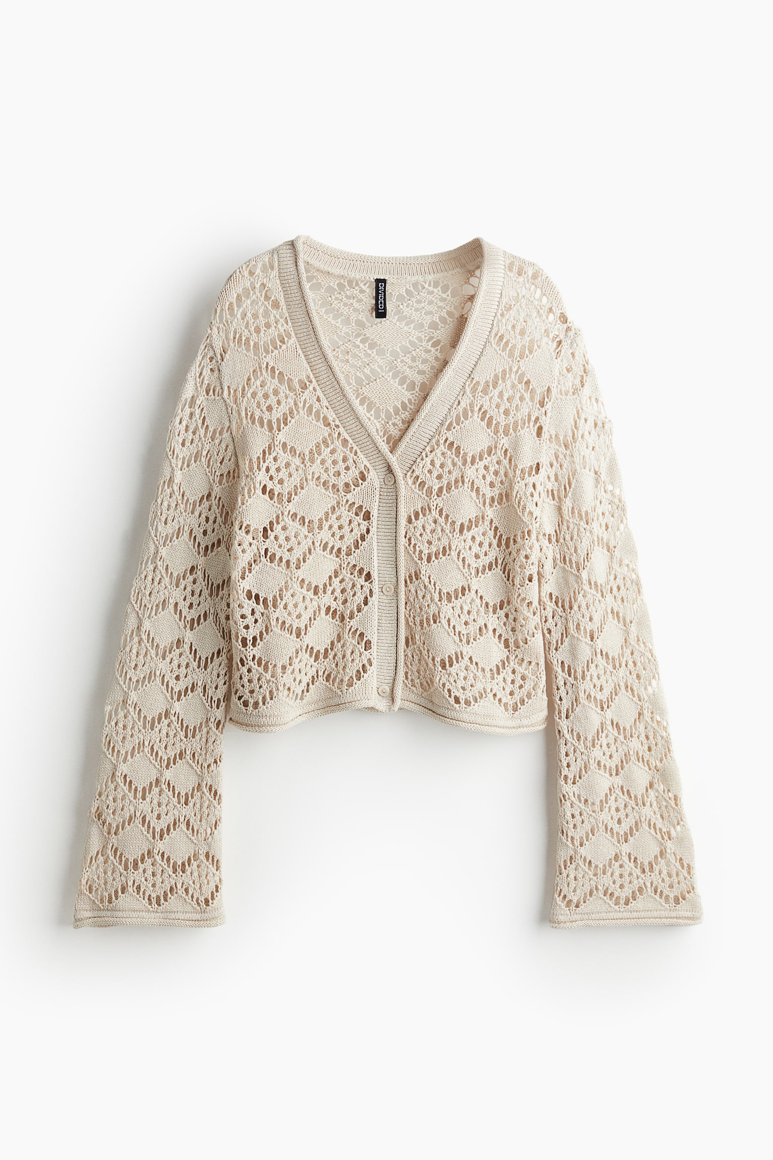 Pointelle Knit Cardigan - Light beige/Black/Cream/Light grey - 2