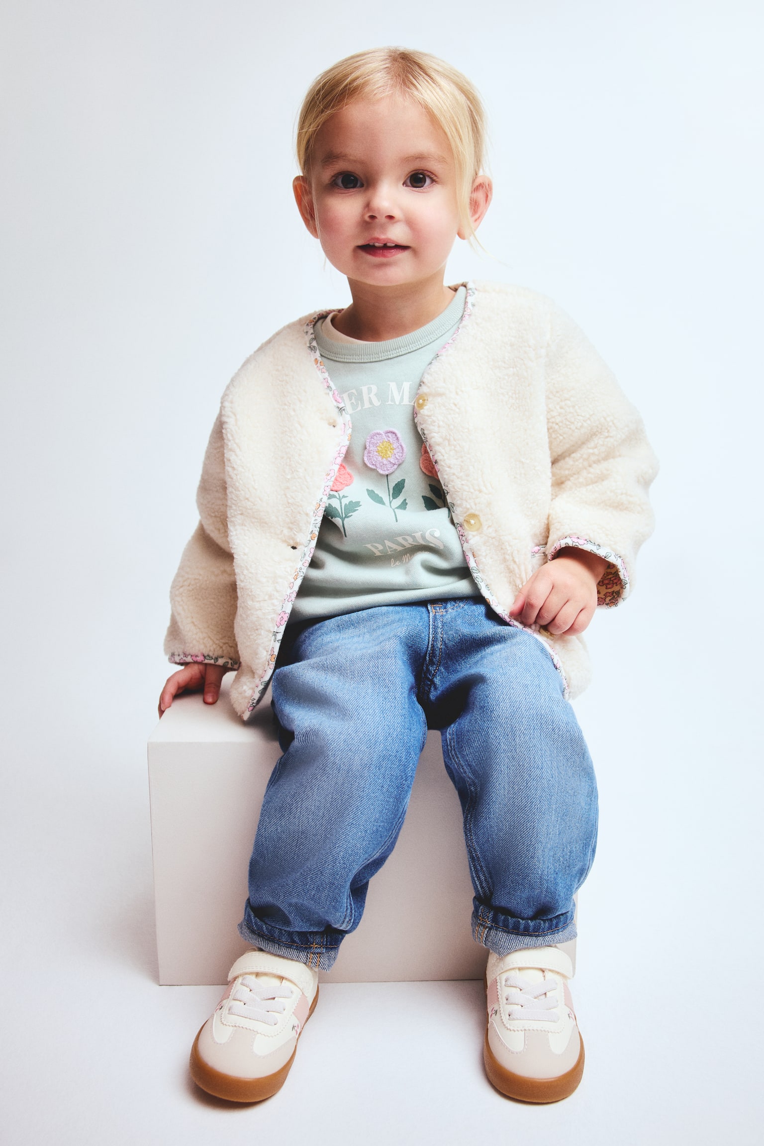 Saco en tejido peluche - Blanco/Floreado - 4