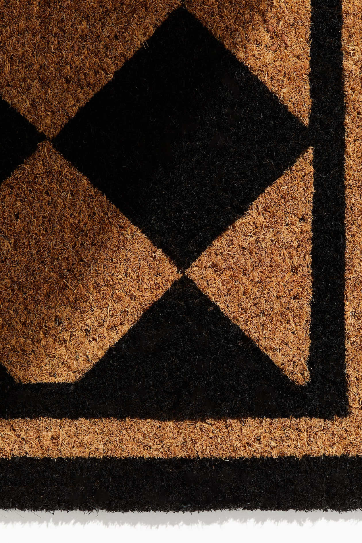 Patterned Coconut Fiber Doormat - Black/diamond-patterned - Home All ...