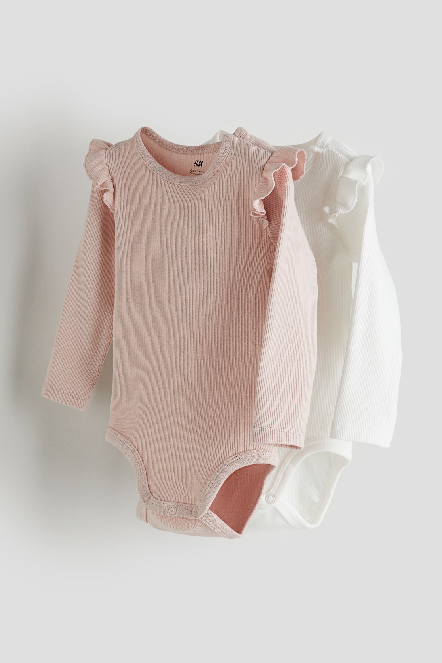 2-pack Long Sleeve Bodysuits - Light pink/White/Dark grey/Hearts/Powder pink/White/Light grey/Penguins/Dark red/Cherries/Light purple/Spot - 1