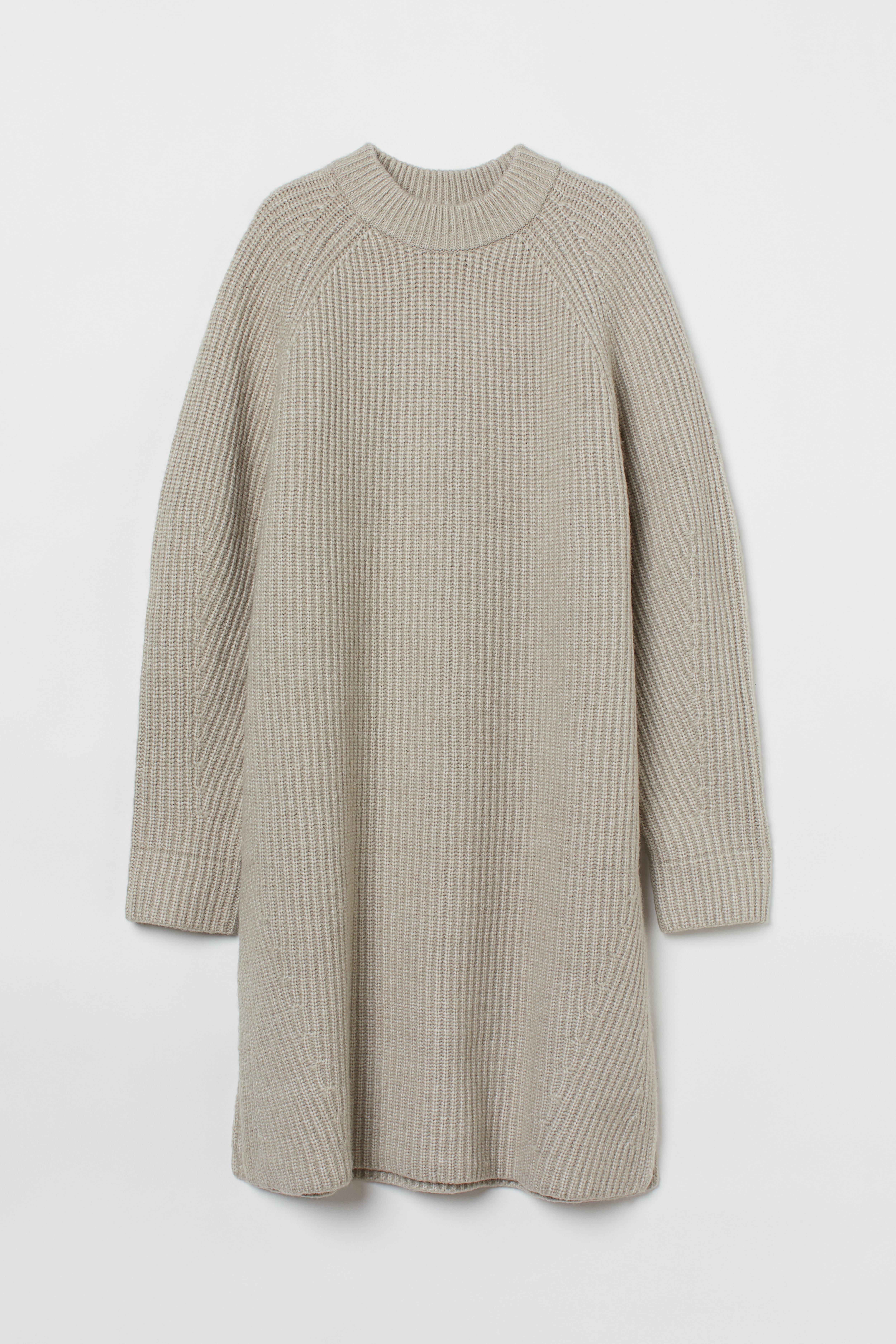 Rib-knit Dress - Long sleeve - Midi - Light sage green - Ladies | H&M US