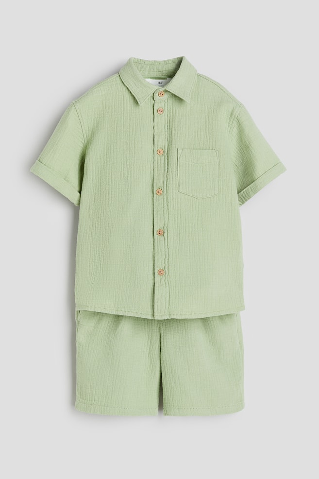 Set 2 pezzi camicia e shorts - Verde chiaro - 1