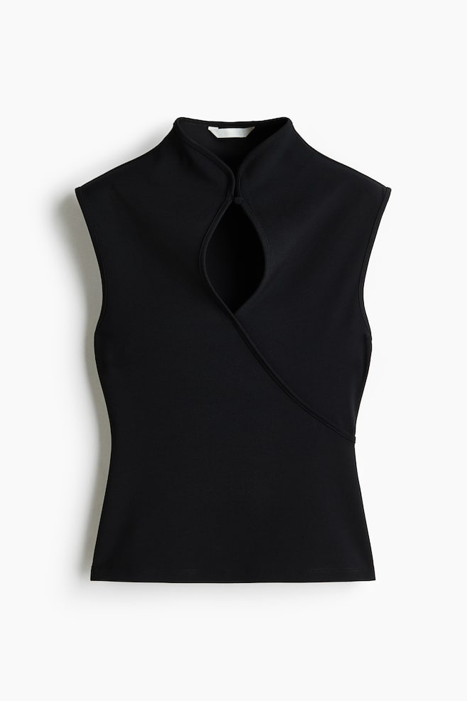 Stand-collar keyhole top - Black - 1