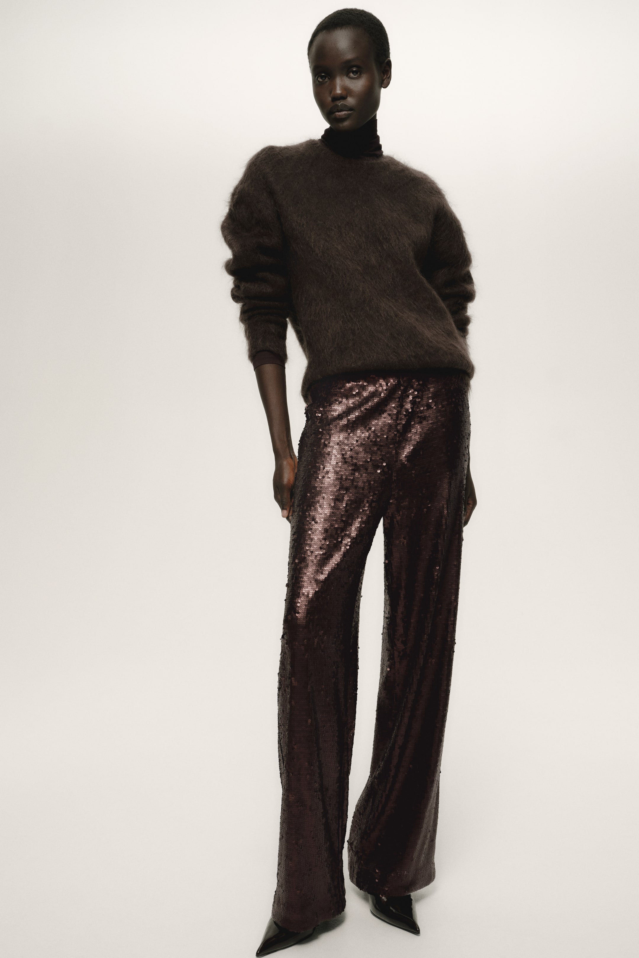 View larger image: Sequined trousers - Dark brown - Ladies | H&M 3