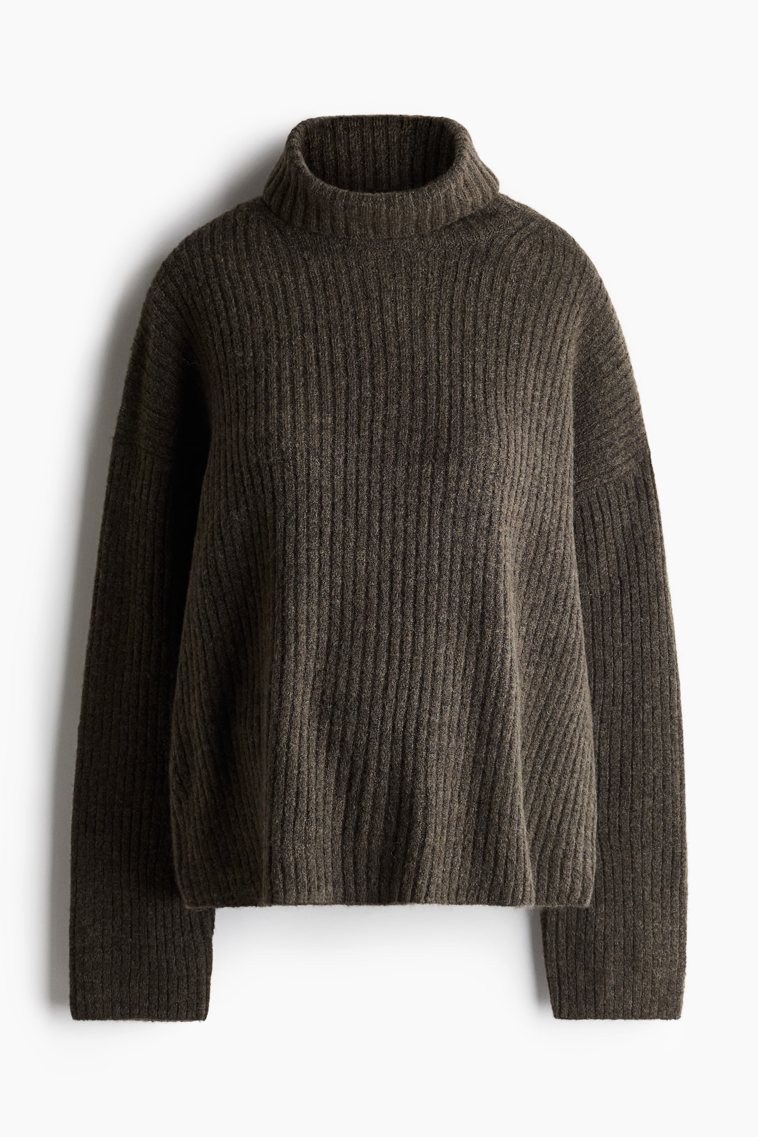 MAMA Rib-knit polo-neck jumper - Dark khaki green/Mole marl - 2