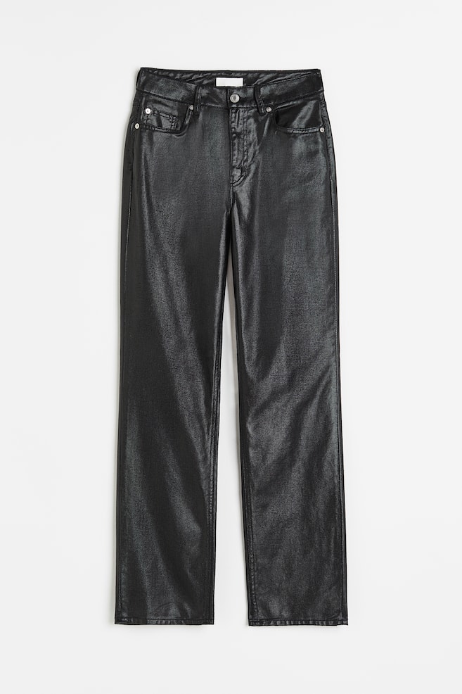 Coated Straight High Jeans - Sort/Sølvfarget - 1