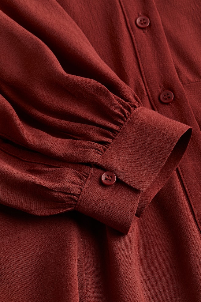 Crêpe shirt dress - Brick red/Black/Patterned - 3