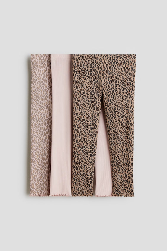 Детские леггинсы H&M 3-pack Ribbed Cotton Leggings