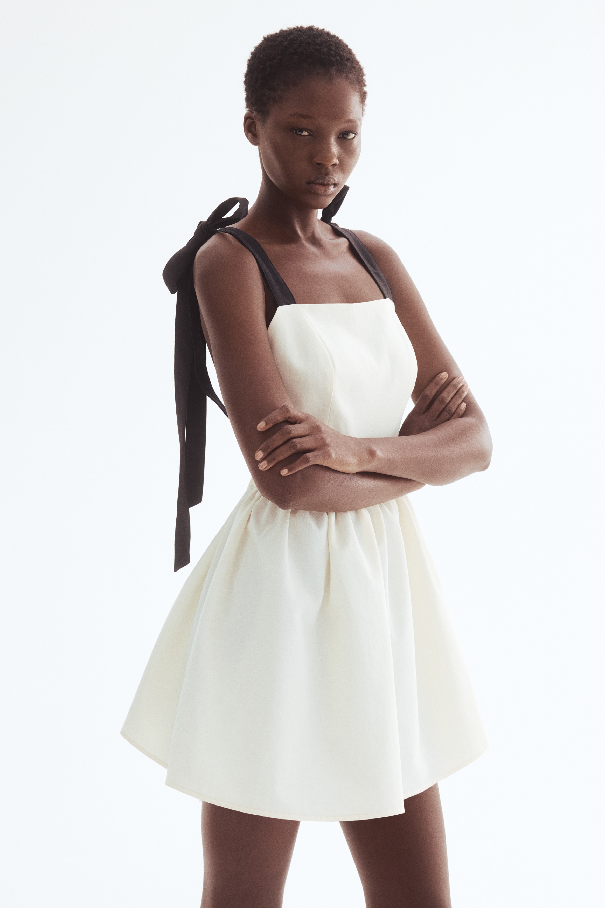 Women's White Bow-detail dress | H&M SG