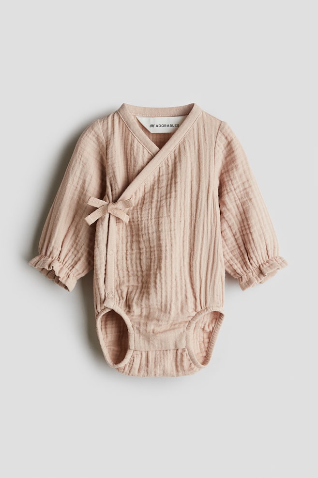 Cotton Muslin Romper Suit - Beige/Light purple/floral/Light beige - 1