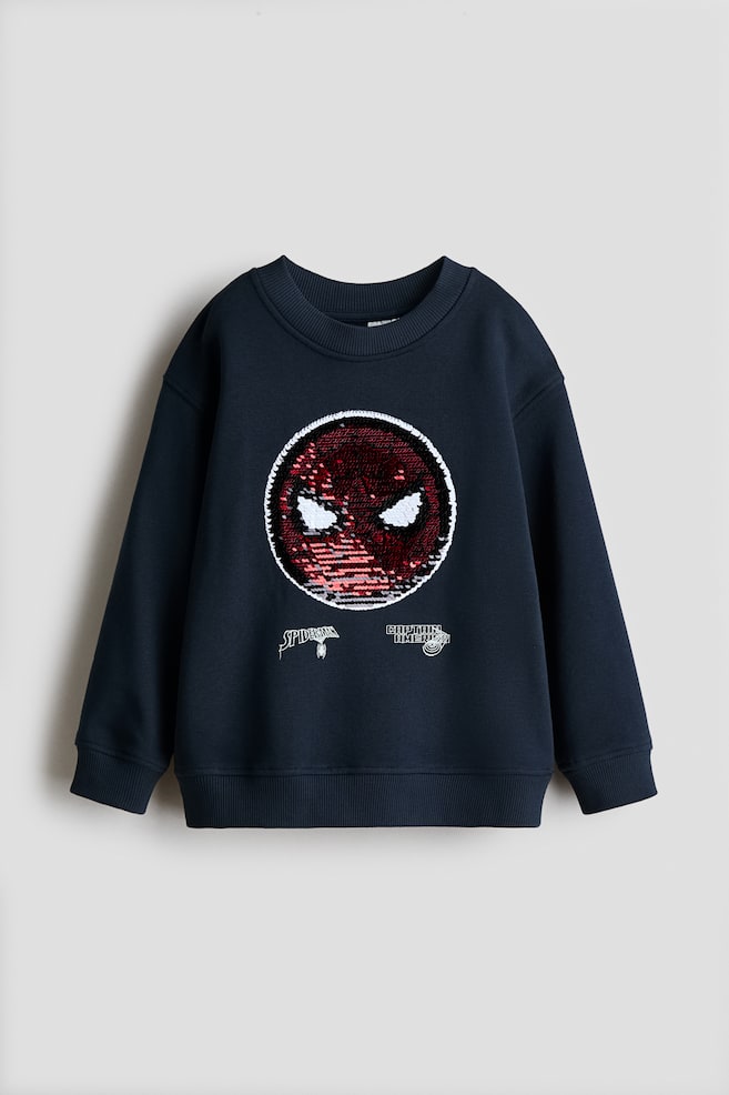 Oversized Printed Sweatshirt - Navy blue/Marvel Comics/Navy blue/Bluey/White/Minecraft - 1