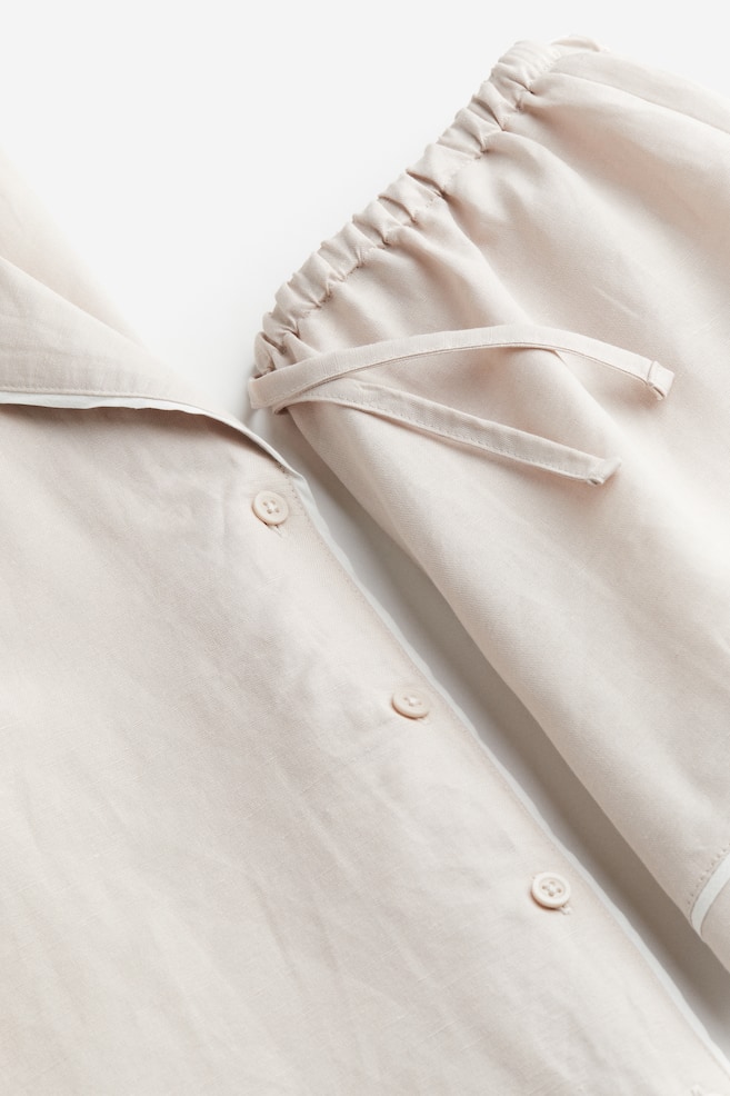 Linen-blend pyjamas - Light beige/White/Light blue - 3