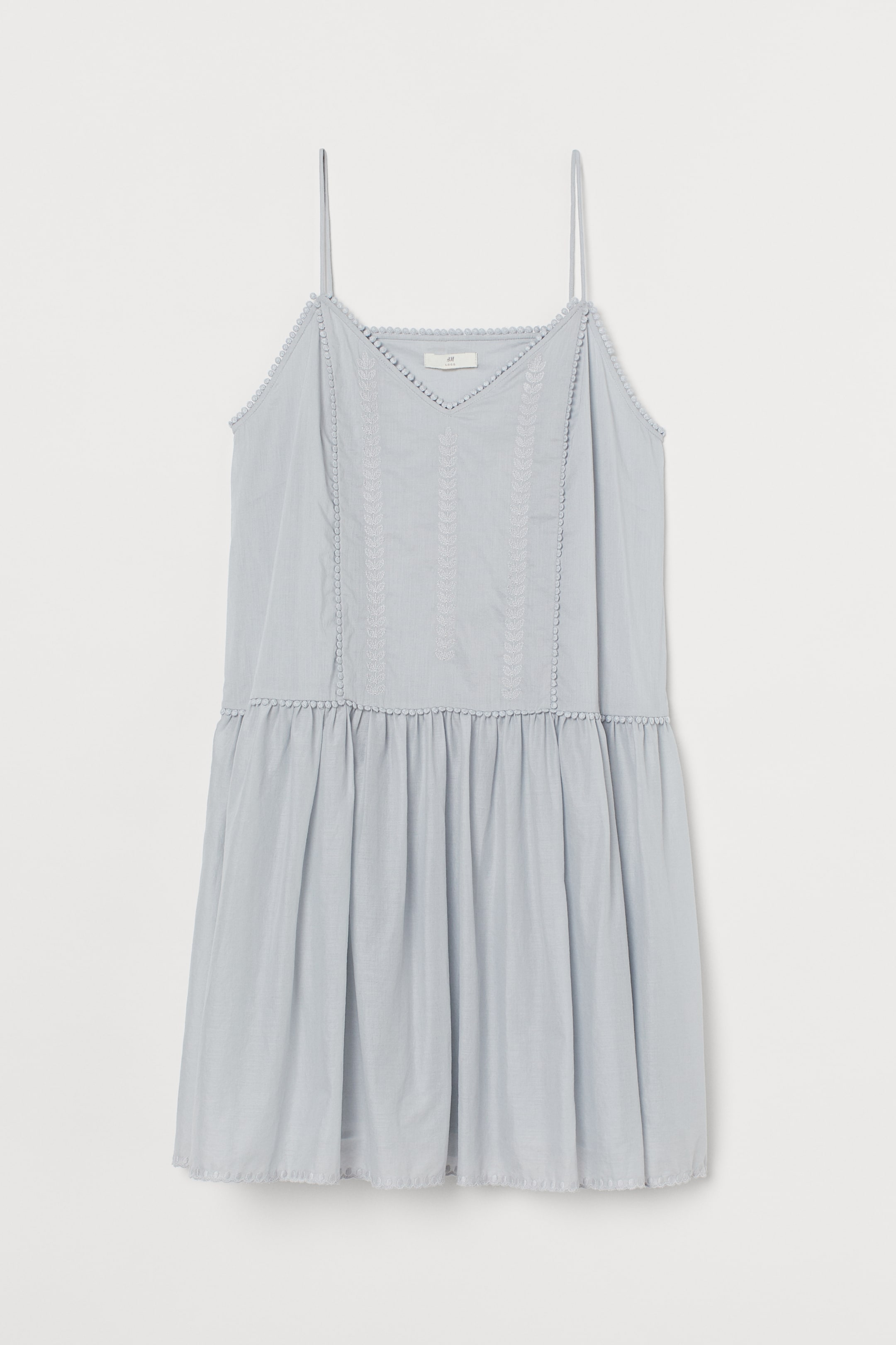 View larger image: Embroidered Cotton Dress - Light gray-blue - Ladies | H&M US 1