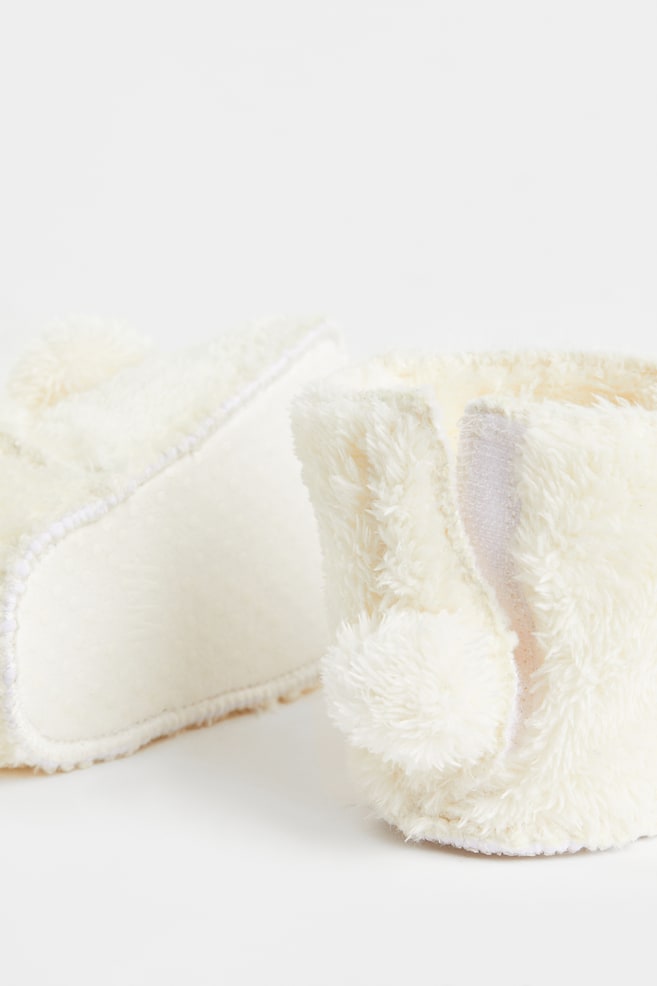 Teddy-lined slippers - Natural white/Brown/Bear - 2