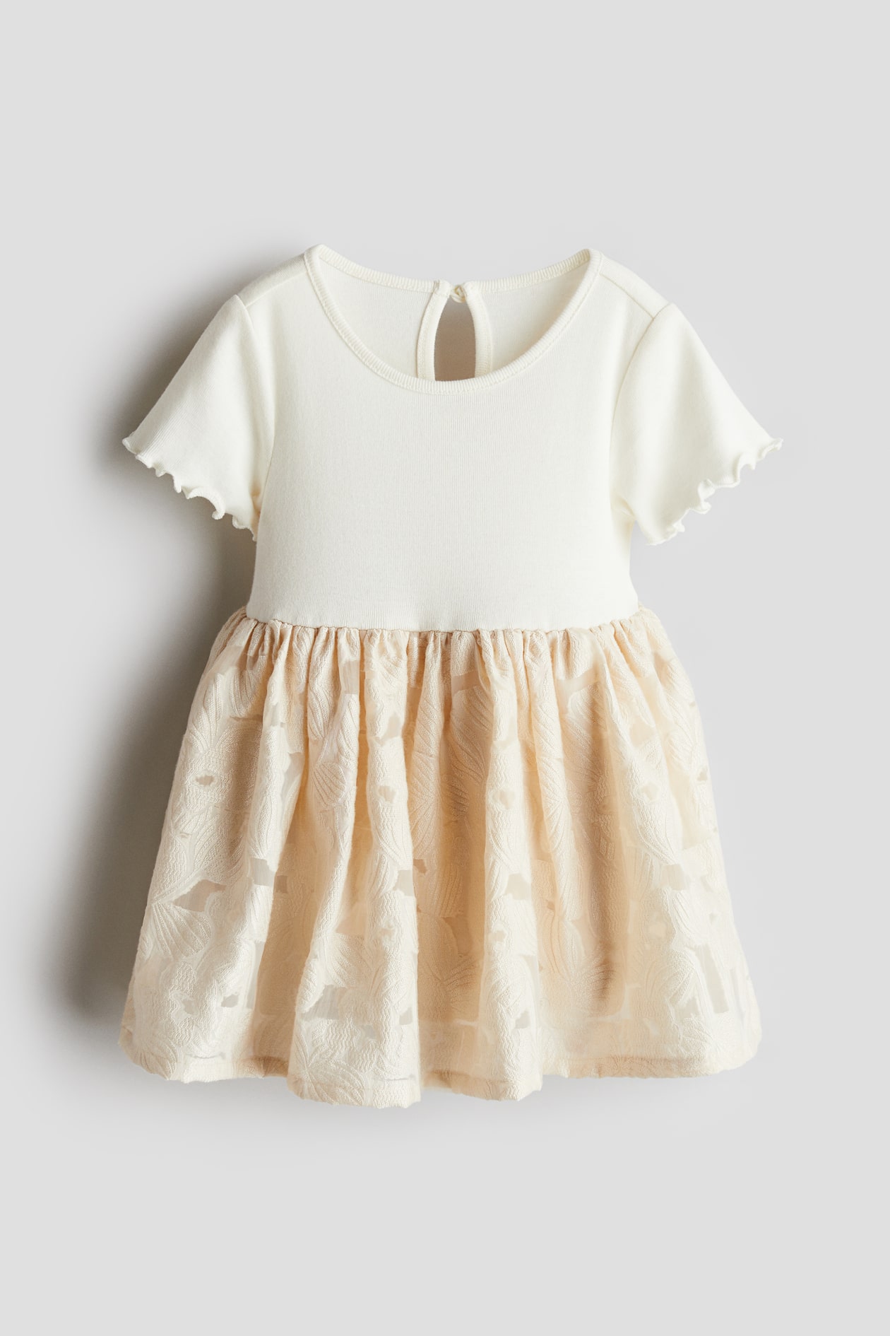 Girls - Cream/Beige Short-Sleeved Dress - Size: 4T (3-4Y) - H&M Girls - Cream/Beige Short-Sleeved Dress - Size: 4T (3-4Y) - H&M