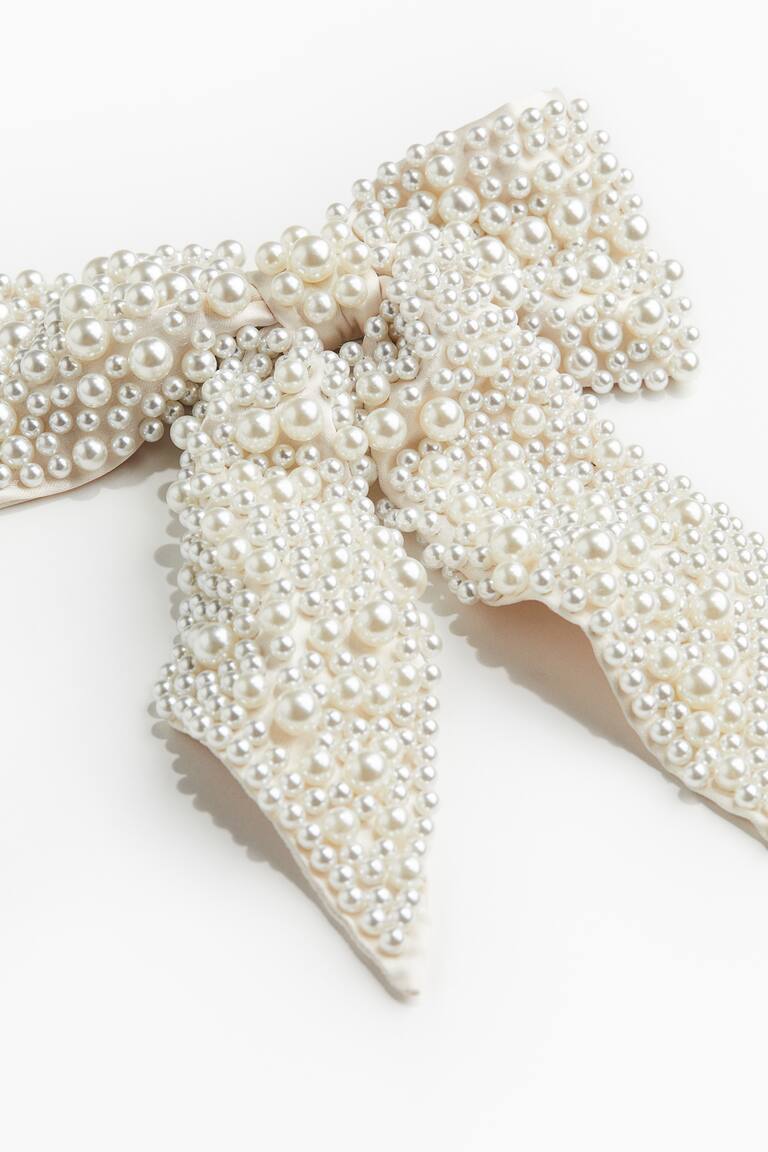 H&M Pearl Bow Hair Clip in Cream White Bridal Women main image 4