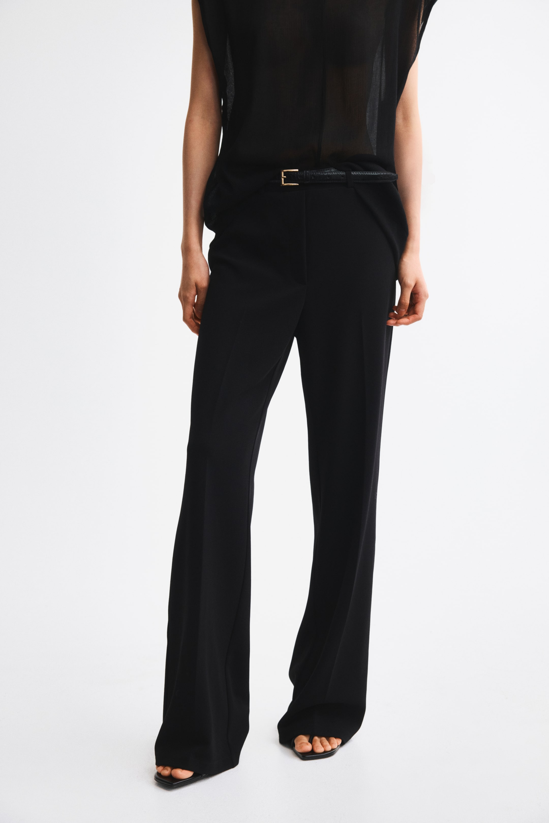 Straight-Leg Pants with Belt