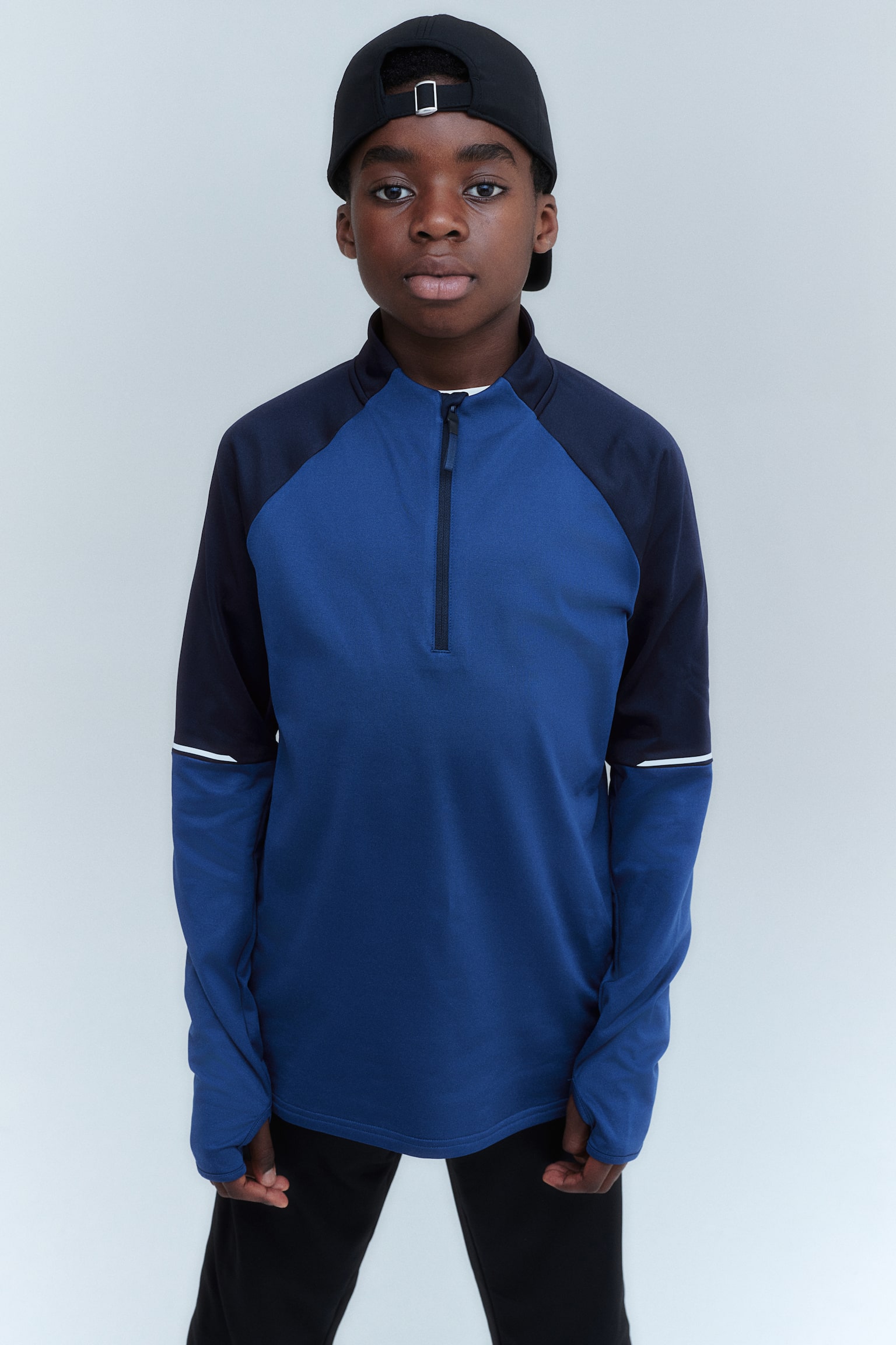 Football mid layer top - Blue/Block-coloured/Black - 2