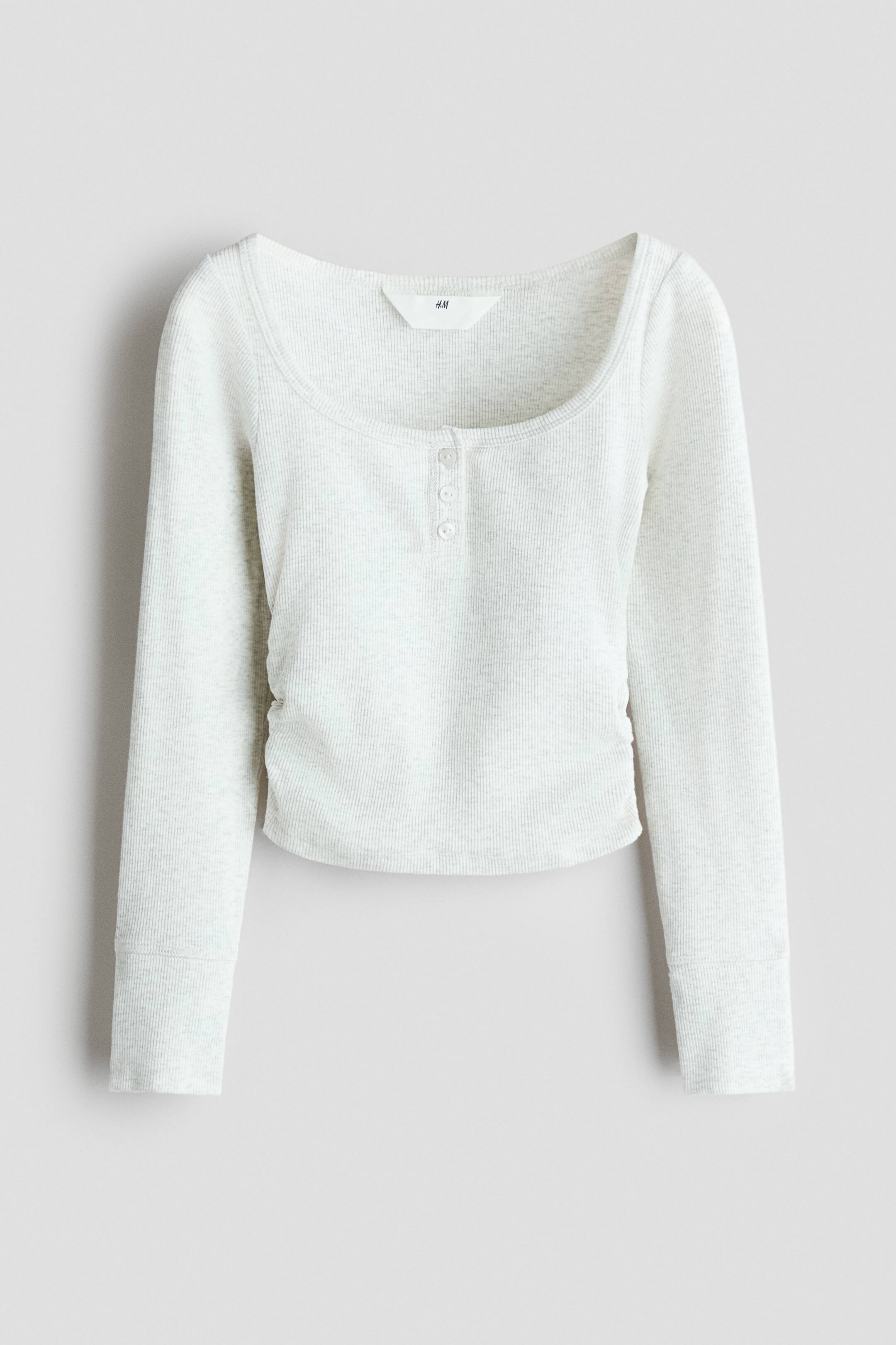 View larger image: Ribbed cotton top - Light grey marl - Kids | H&M 1