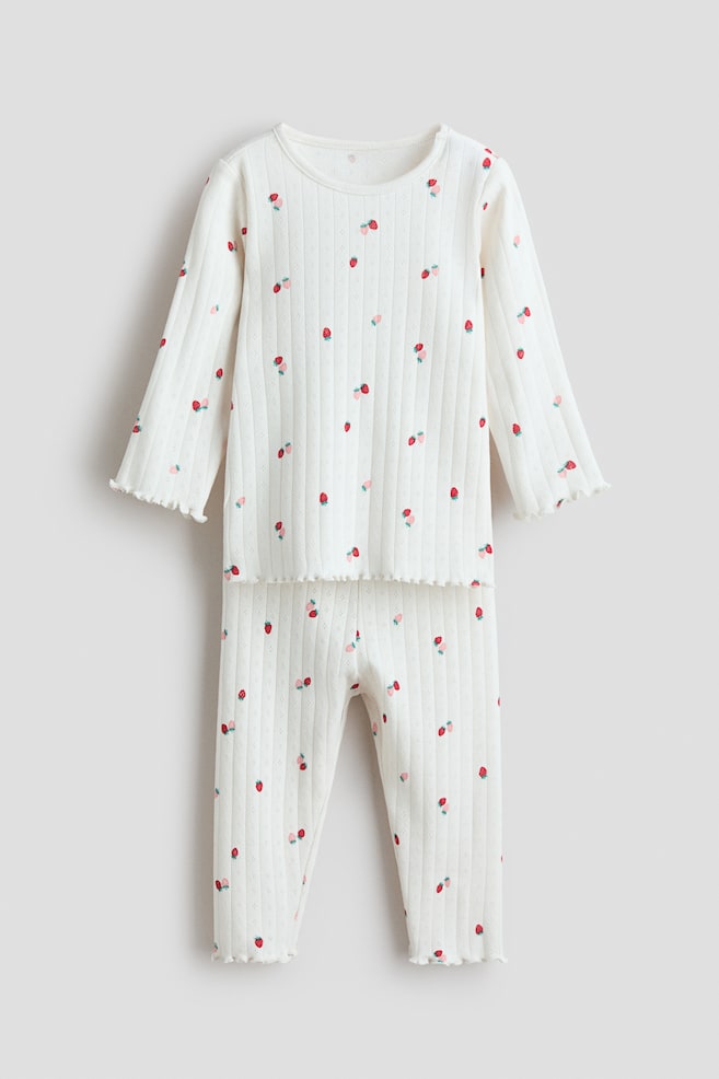 Pijama estampado em algodão - Branco/Morangos/Rosa claro - 1