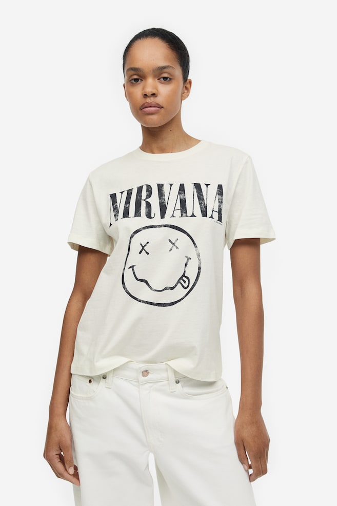 T-shirt med motiv - Creme/Nirvana/Lysegråmeleret/Mickey Mouse/Mørkegrå/Nirvana/Creme/The Rolling Stones/Hvid/AC/DC/Mørkegrå/Nirvana/Mørkegrå/Mickey Mouse - 3