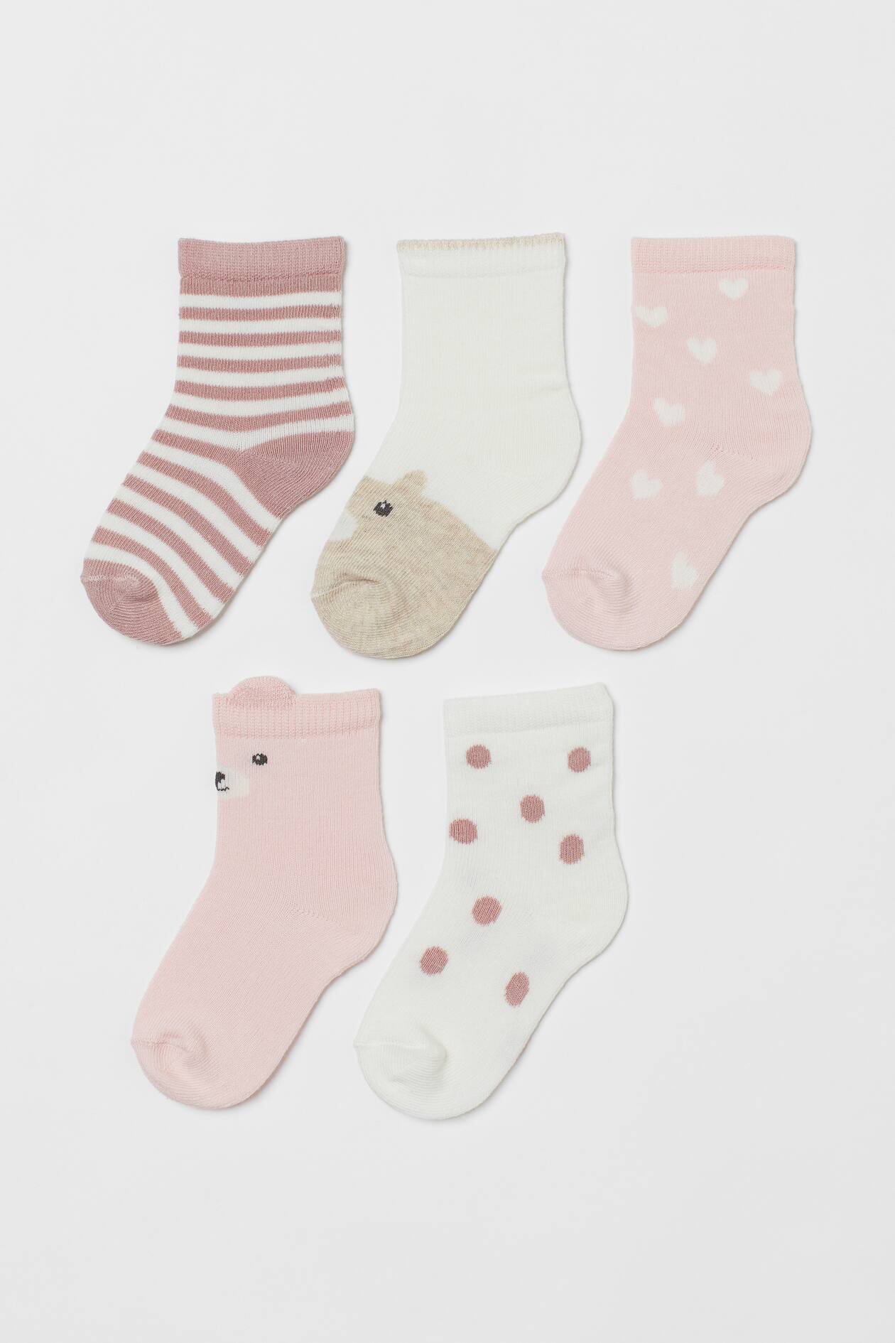 5-pack Socks - Light pink/bear - Kids | H&M US