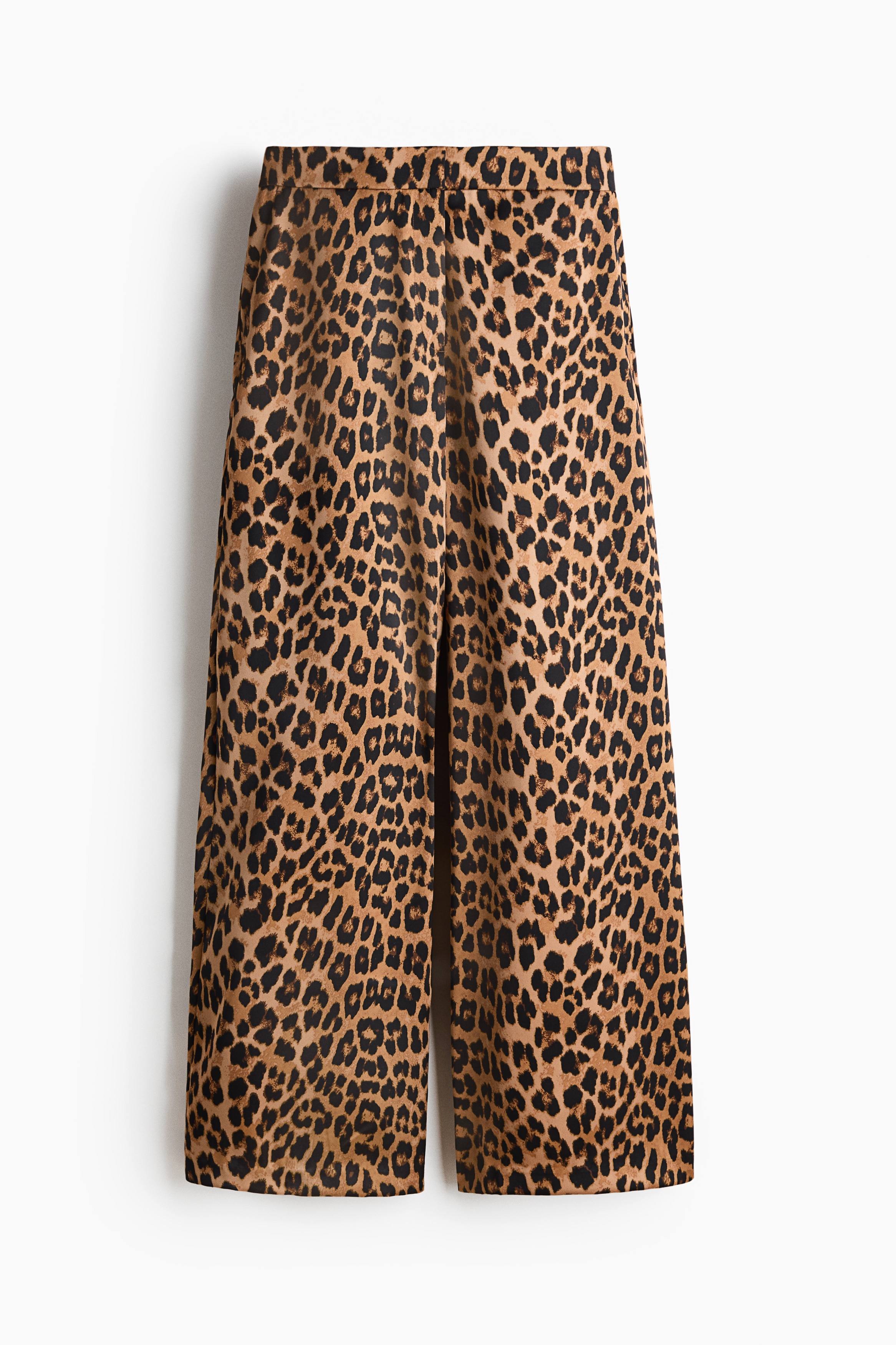 Wide Leg Tailored Pants - Dark beige/Leopard print