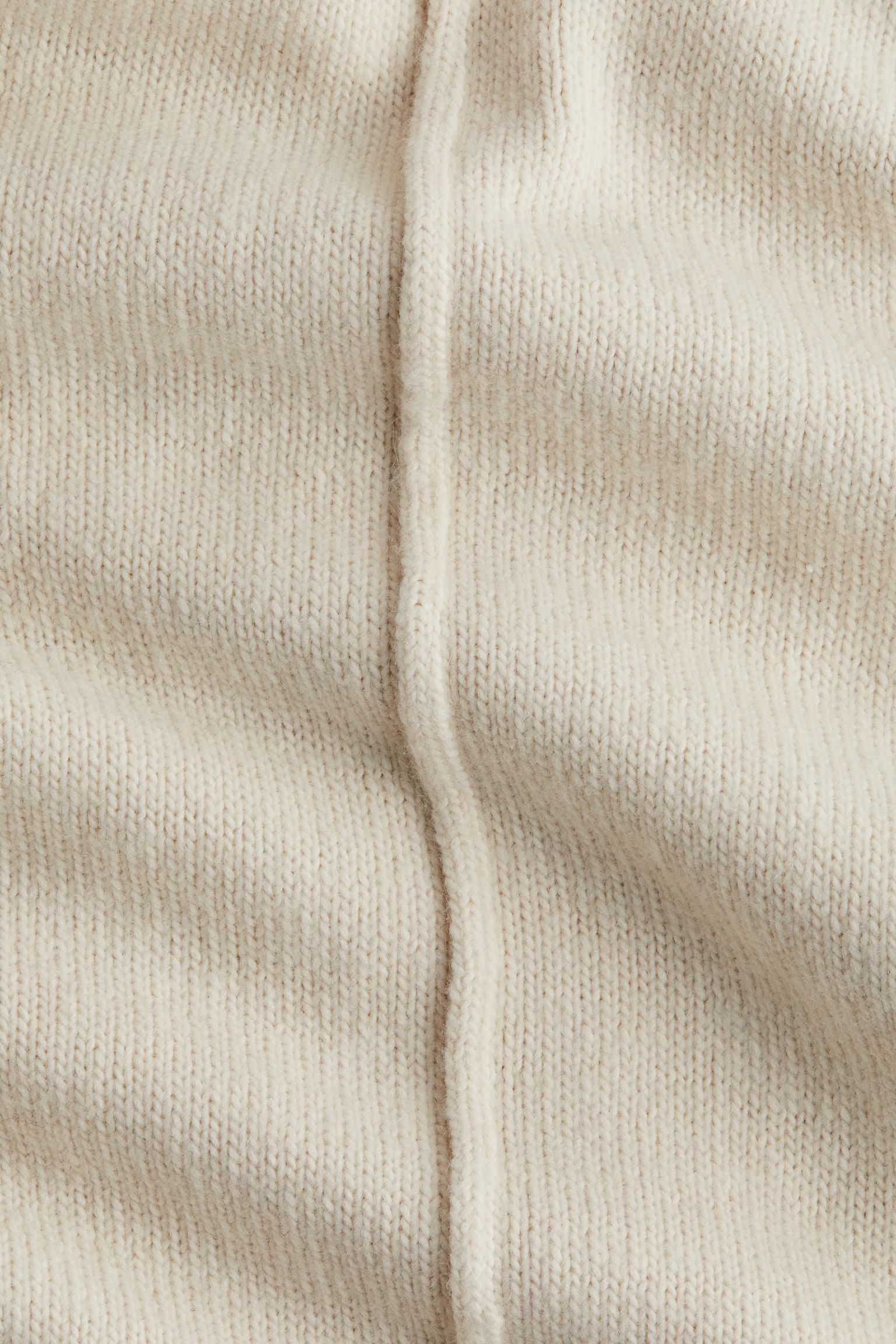 Genser med halvpolo og pyntesøm - Cream/Mørk gråmelert - 7