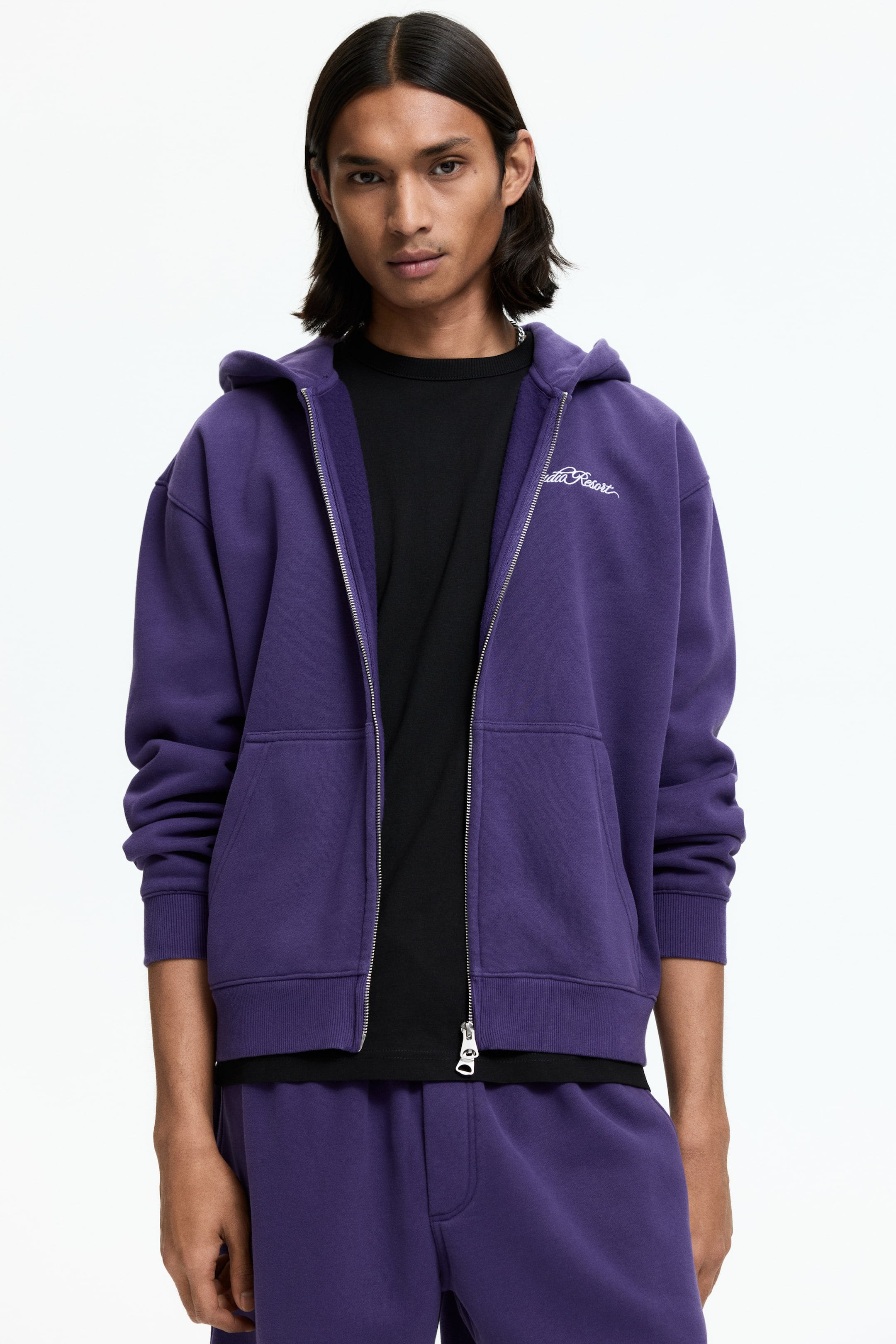 Loose-Fit Printed Hooded Jacket