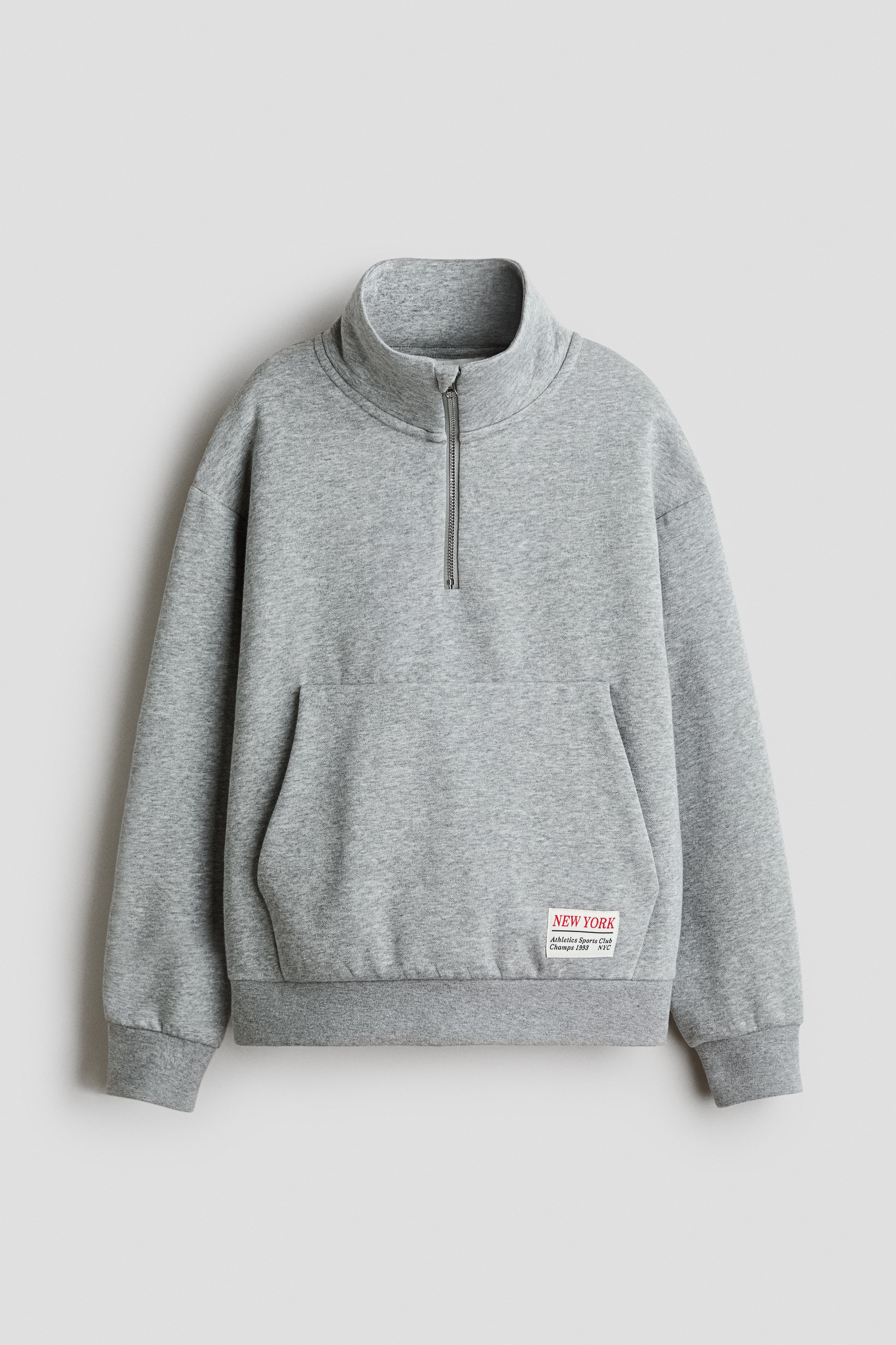 Sweat-shirt à col zippé - Gris clair chiné/Crème/Dark grey marl