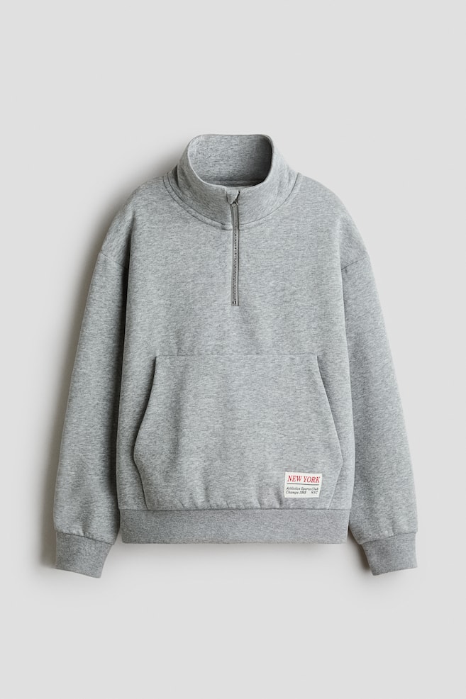 Felpa con mezza cerniera - Grigio chiaro mélange/Crema/Grigio scuro mélange - 1