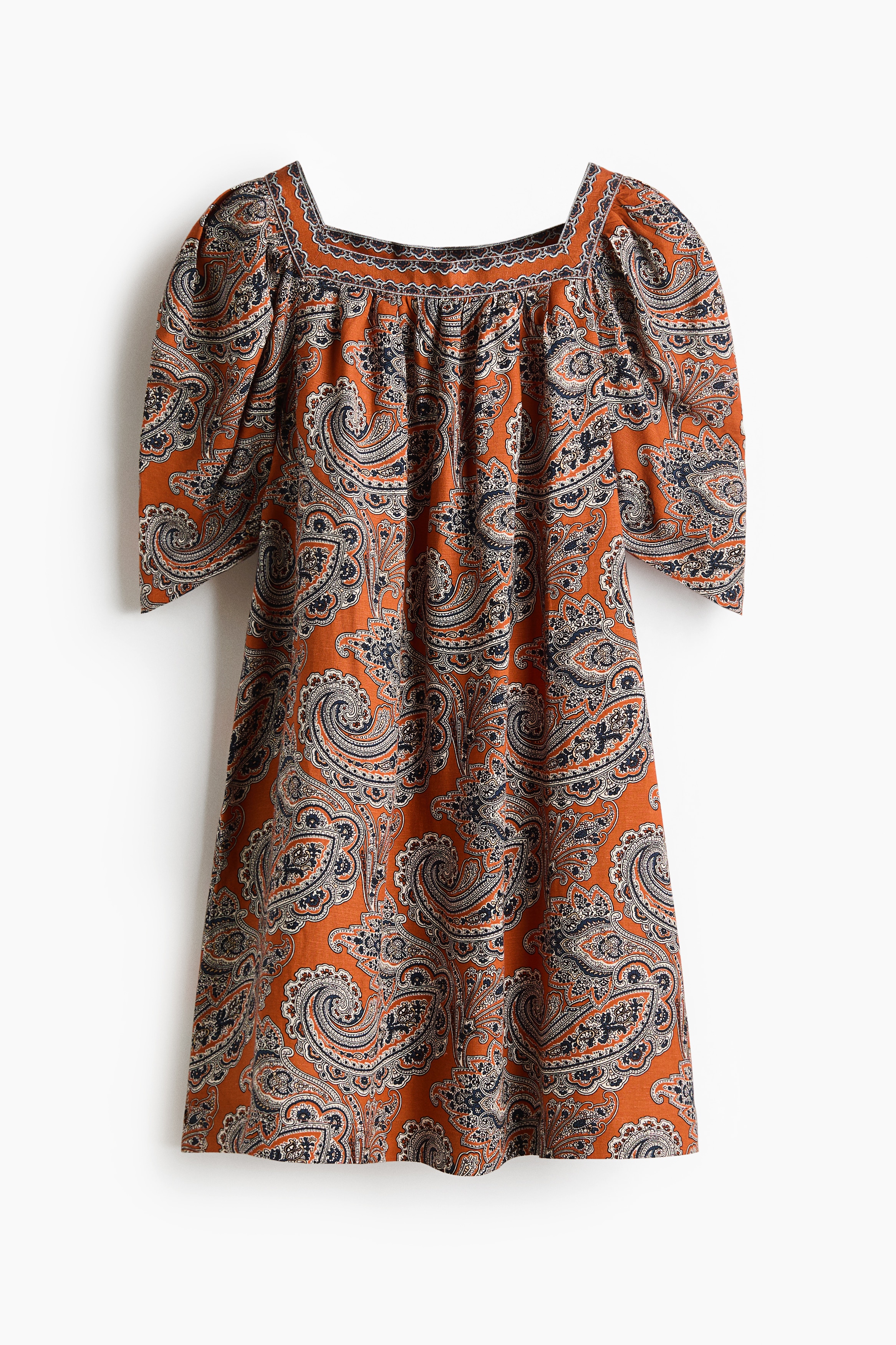 Linen-blend dress - Anaranjado/Estampado paisley