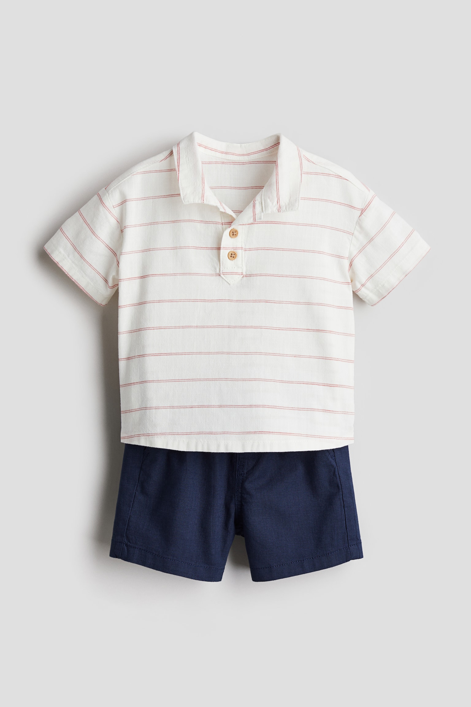 2-piece cotton set - Dark blue/Striped - 1