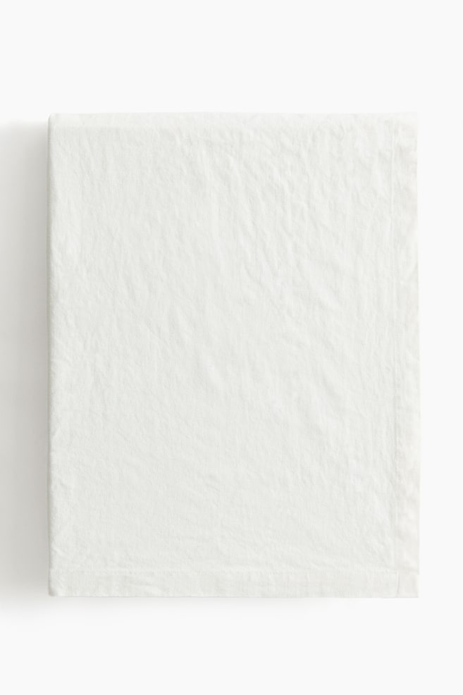 Tischdecke aus Leinenmix - Weiß/Waldgrün - 1
