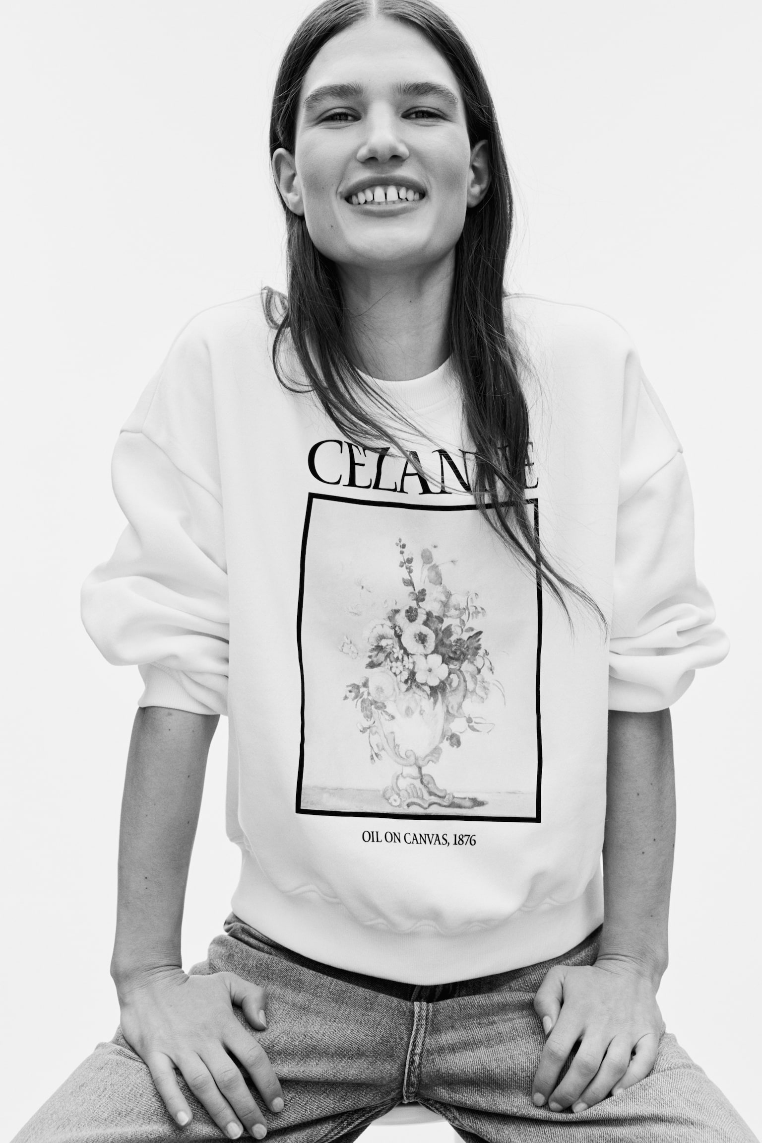 Oversized print-motif sweatshirt - Light beige/Cezanne/Blue/Monet/Pink/Matisse - 5