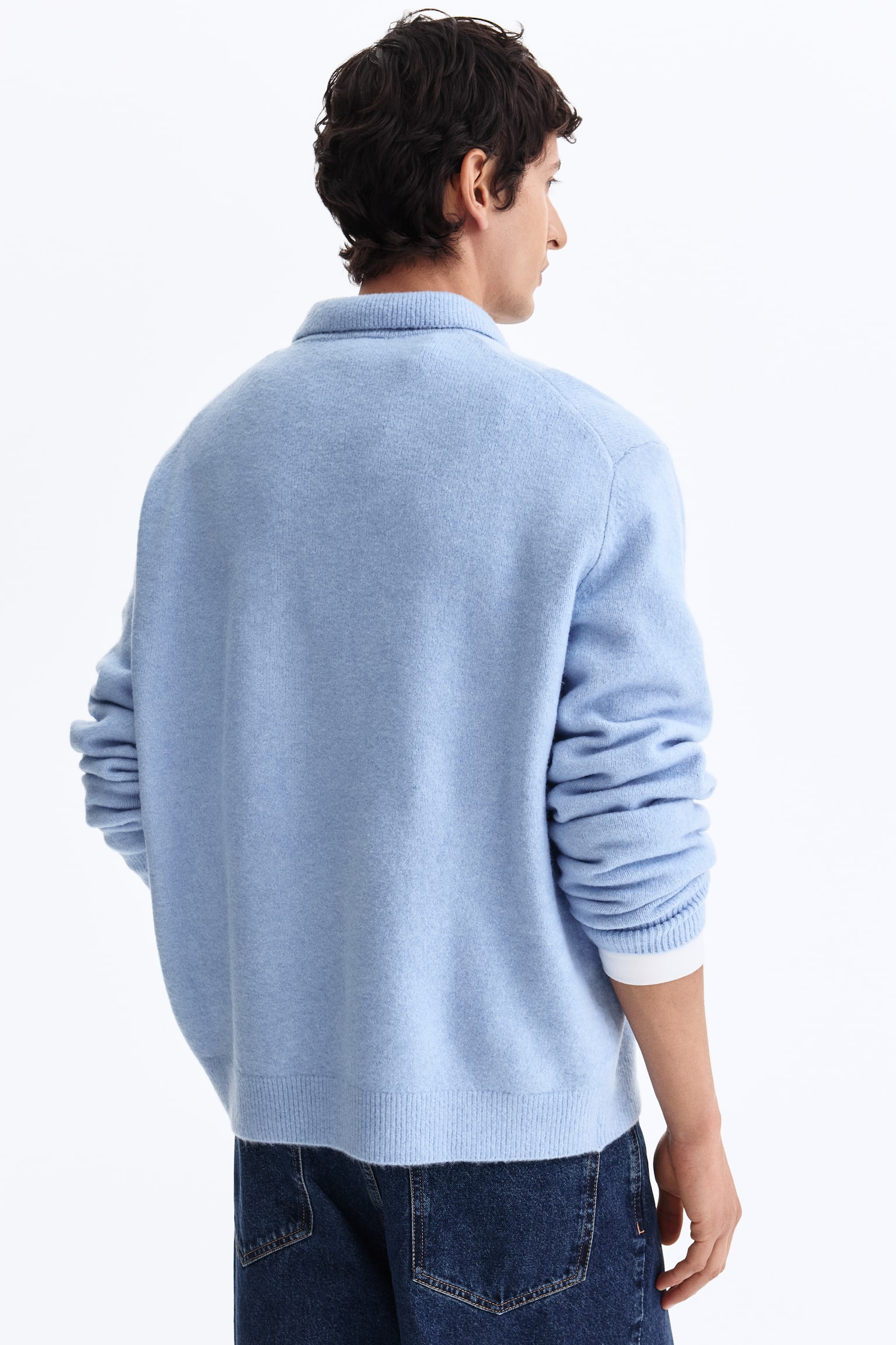 סוודר עם רוכסן בחלק העליון Regular Fit - תכלת/בורדו - 5