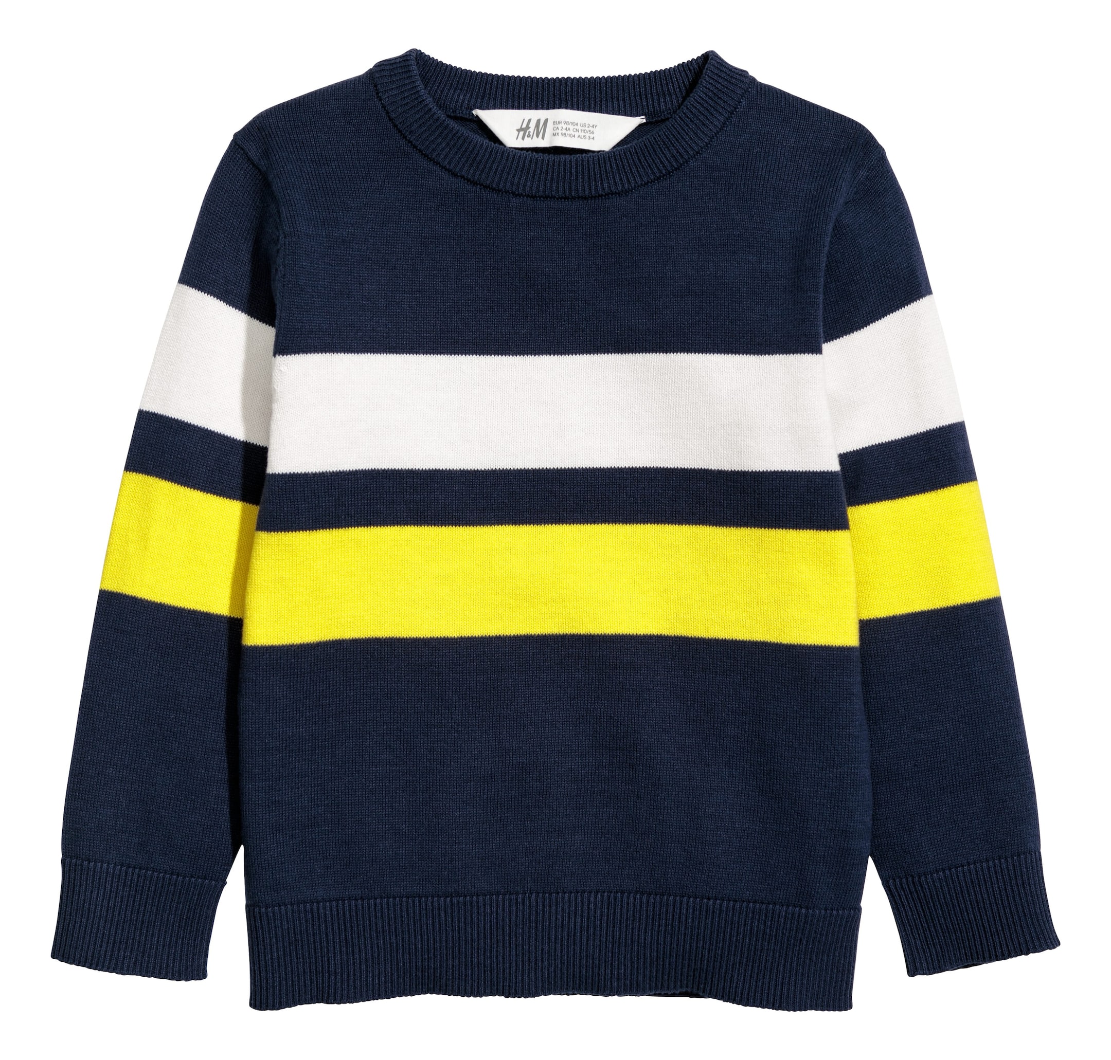 View larger image: Fine-knit jumper - Dark blue/Stripes - Kids | H&M GB 1