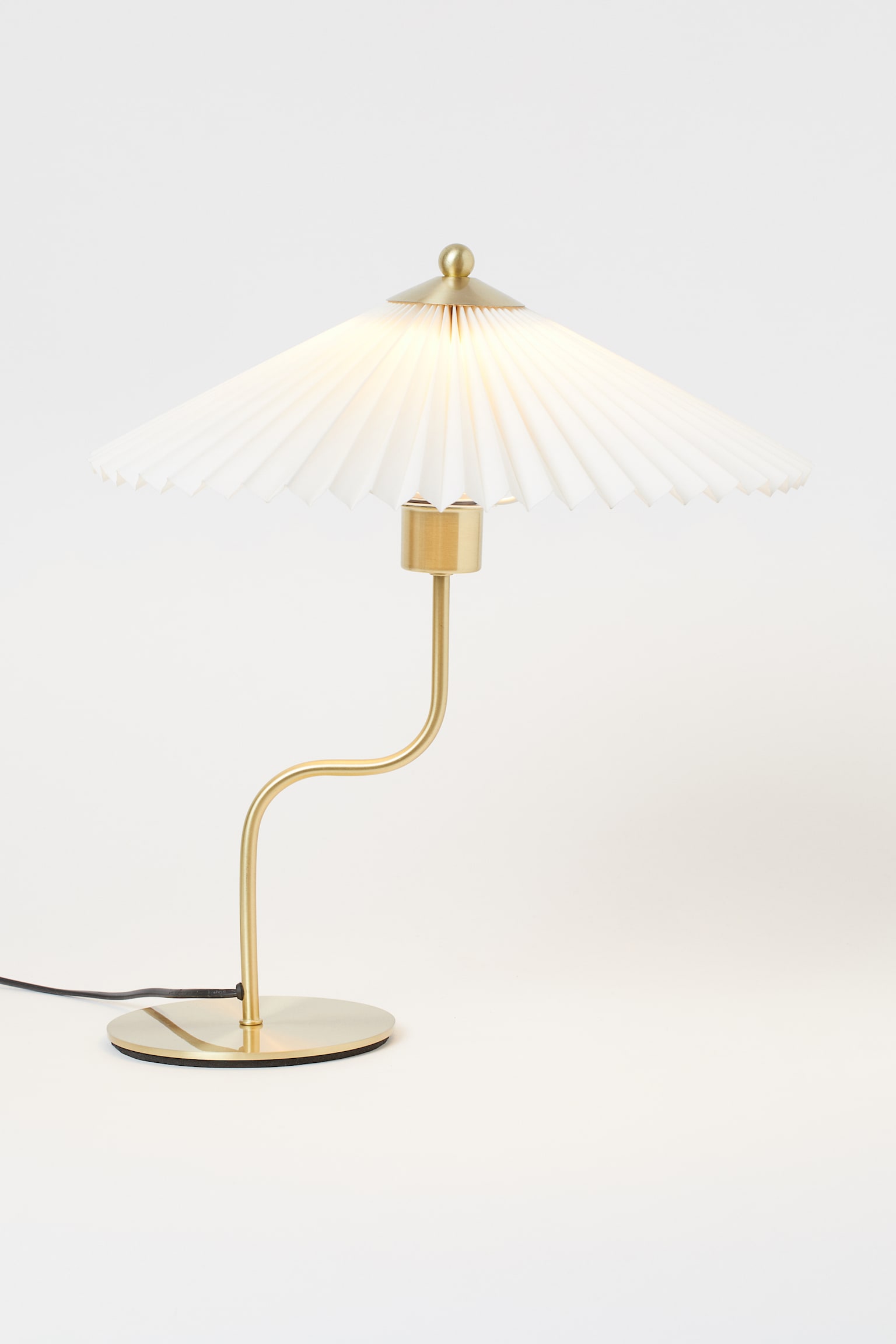 Pleated-shade table lamp - Gold-coloured/White/Light green - 1