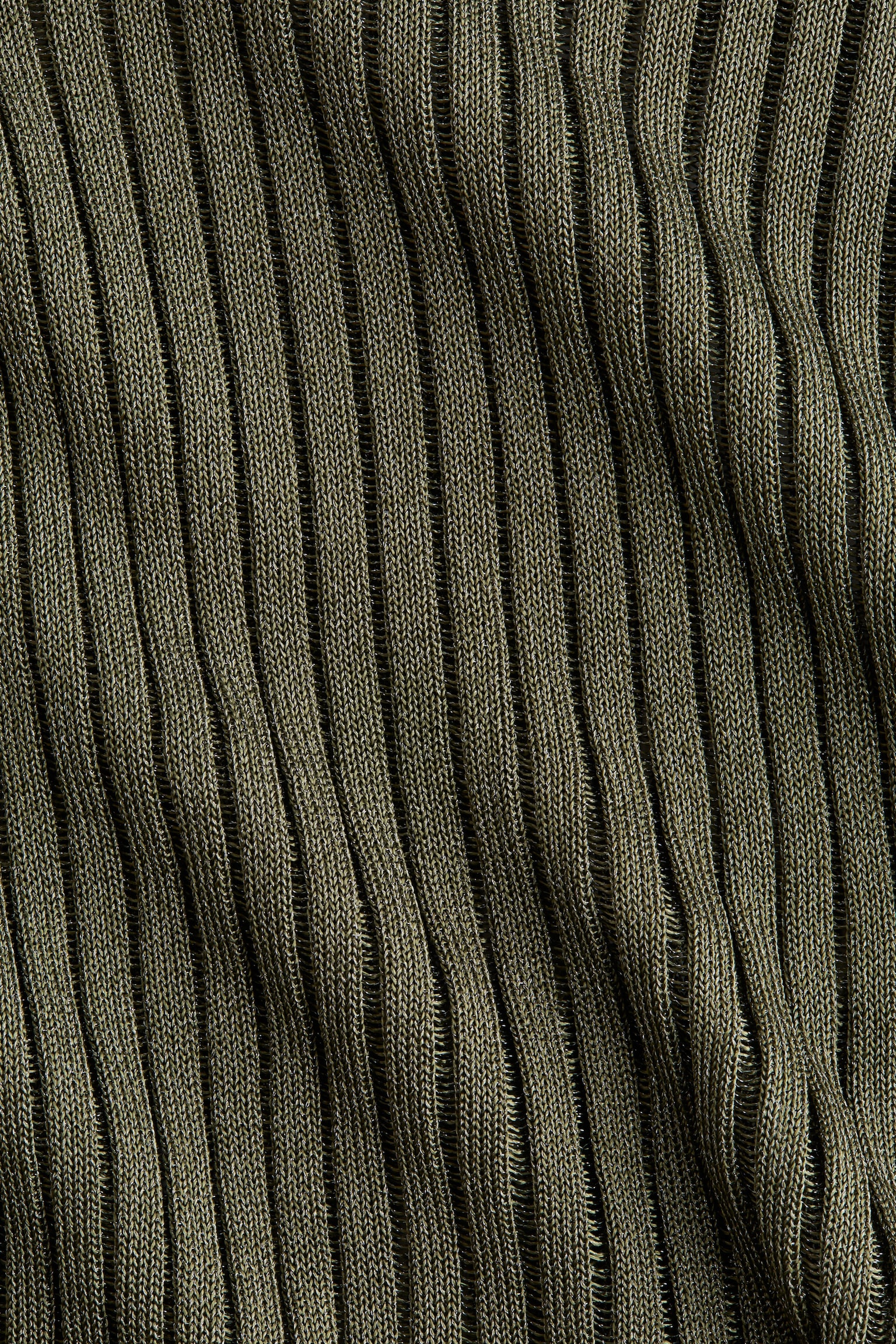 Sheer rib-knit top - Dark khaki green/Light yellow - 6