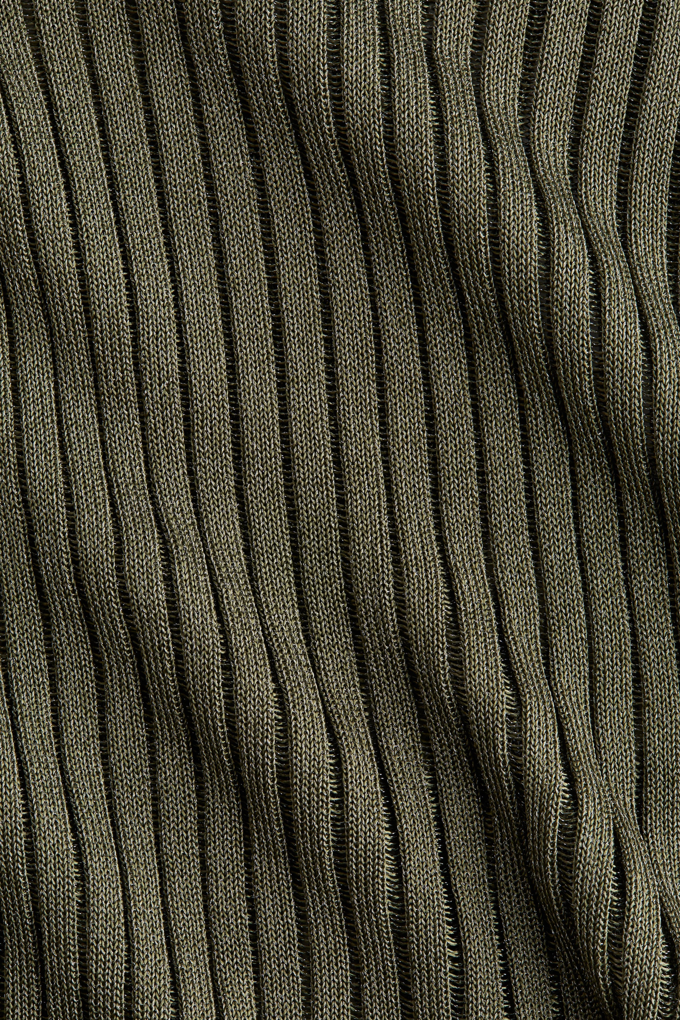 拡大画像を表示: Sheer rib-knit top - ダークカーキグリーン - レディース | H&M JP 7