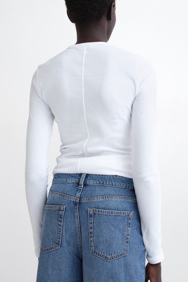 Maglia a maniche lunghe in jersey-Bianco - 4