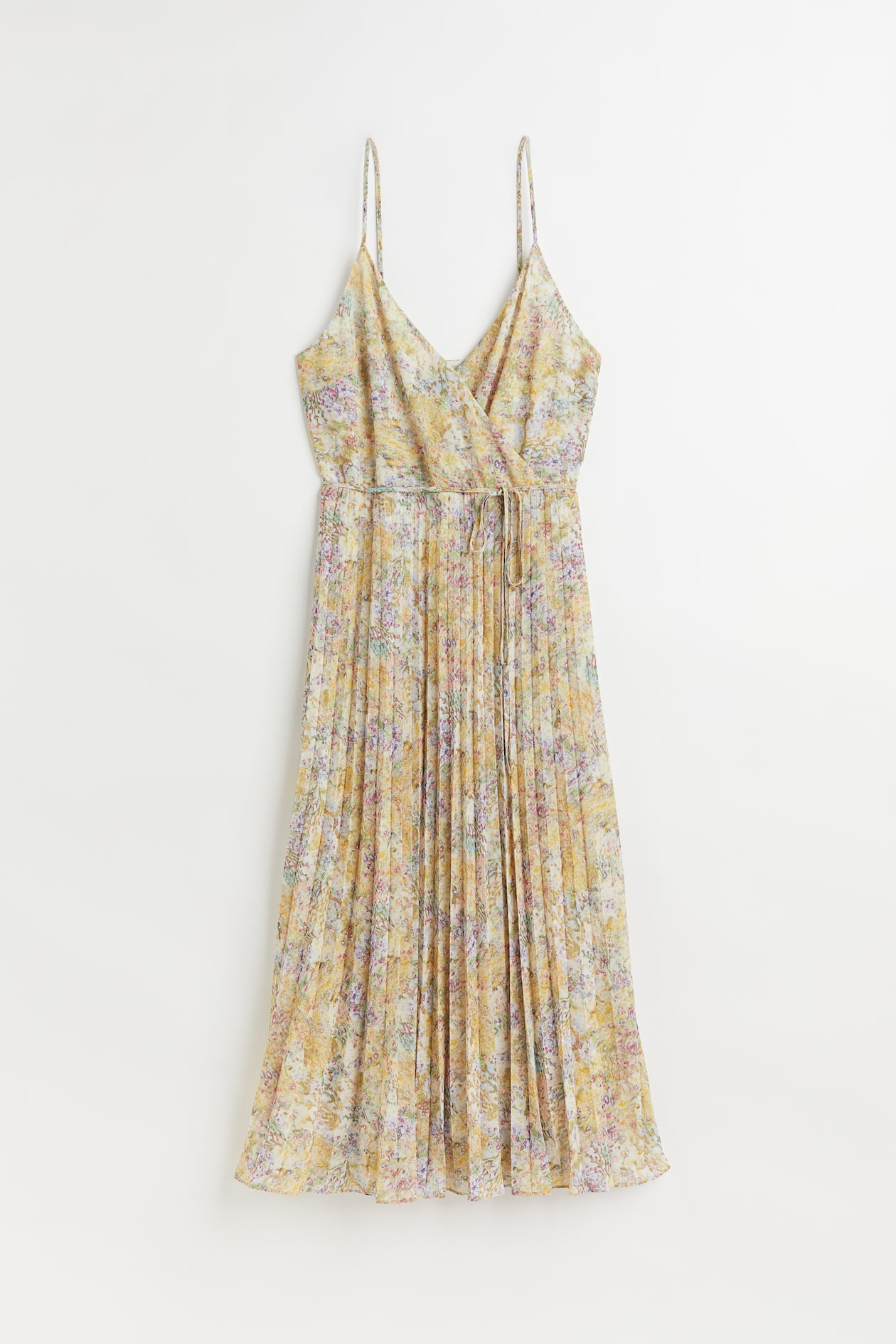 Pleated wrap dress - Light yellow/Floral - Ladies | H&M GB