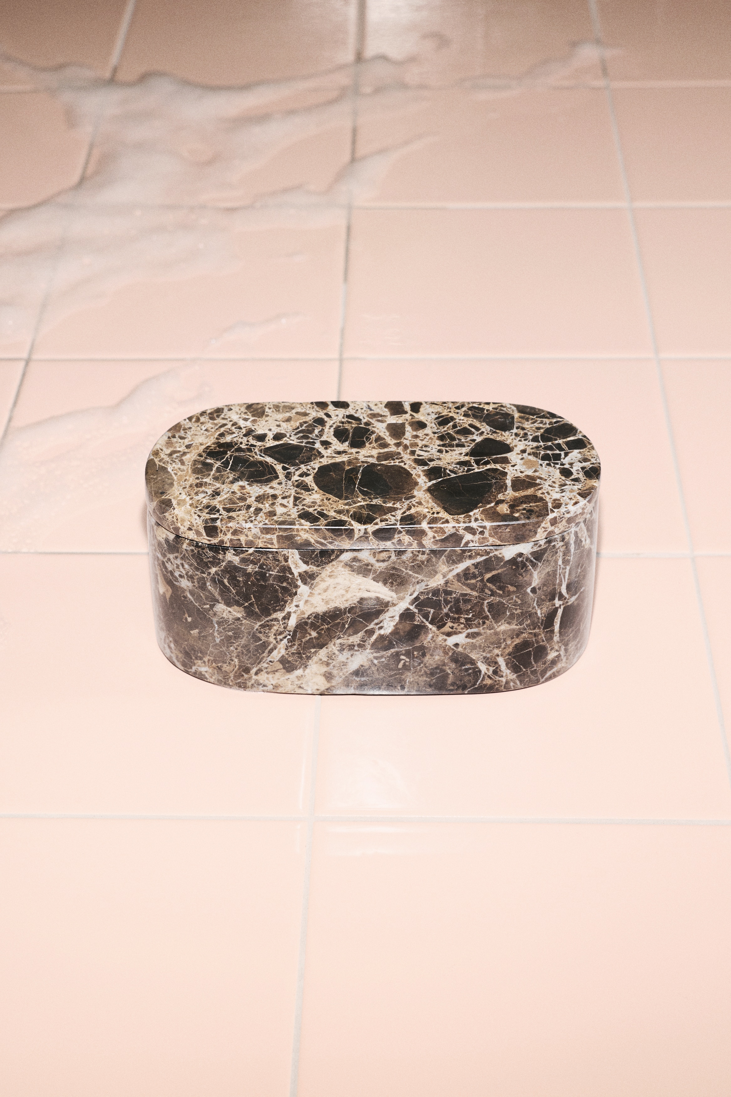 Oval Marble Box - Dark brown/marbled